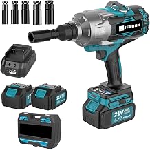 JEXUGK 2200Nm Cordless Impact Wrench, 1/2" Electric Impact Gun with 2 x 6.0Ah Batteries, 21V Brushless High Torque Impact Wrench with 5 Pneumatic Sockets, Impact Driver for Truck Tire Lug Nut Removal