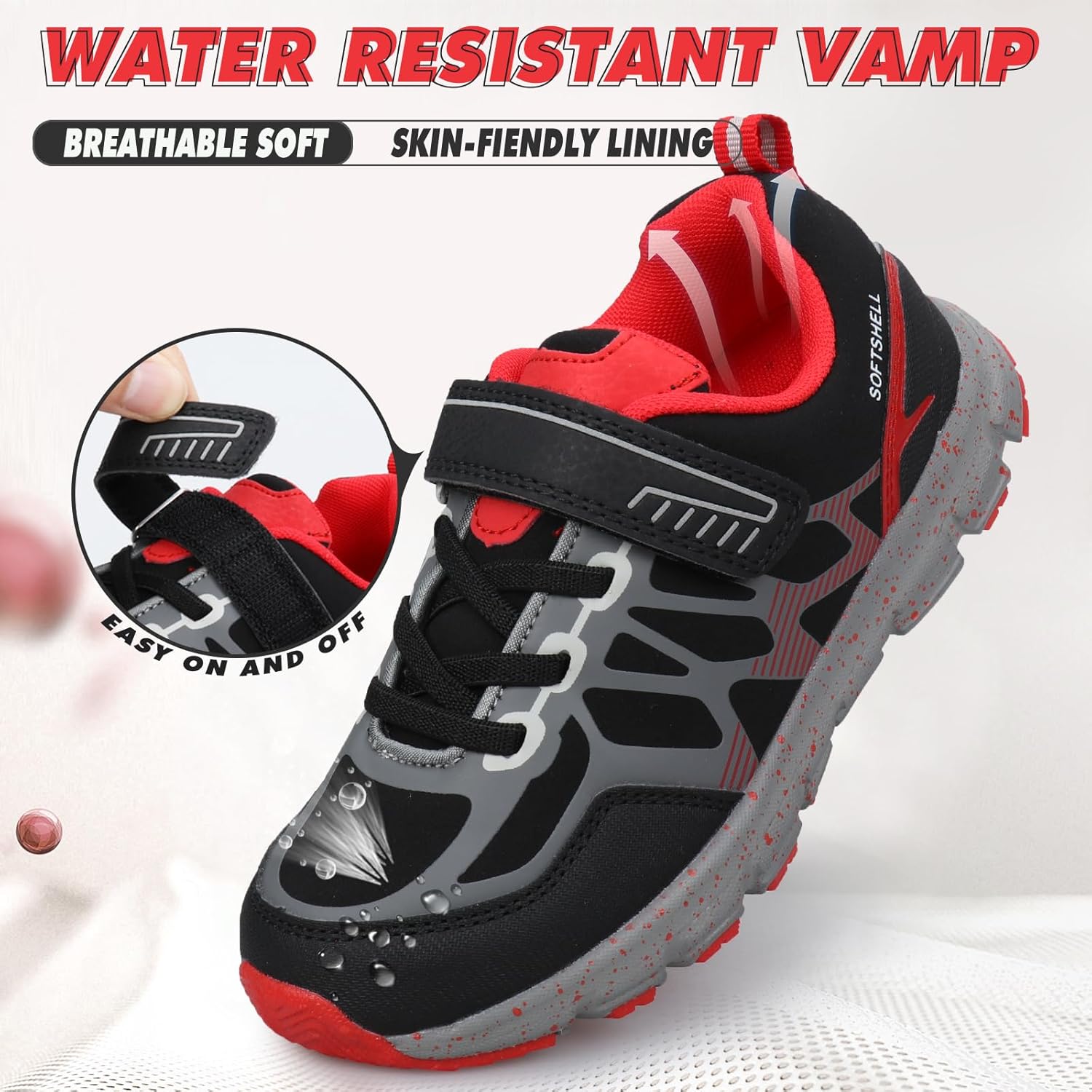 UOVO Boys Hiking Shoes Waterproof Running Fashion Sneakers Breathable Lightweight Non-Slip Outdoors Trekking Sports(Toddler/Little/Big Kids)