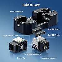 Vista 6 de [Con certificado UL] Paquete de 25 enchufes Keystone de presión Cable Matters Cat6 RJ45, Negro