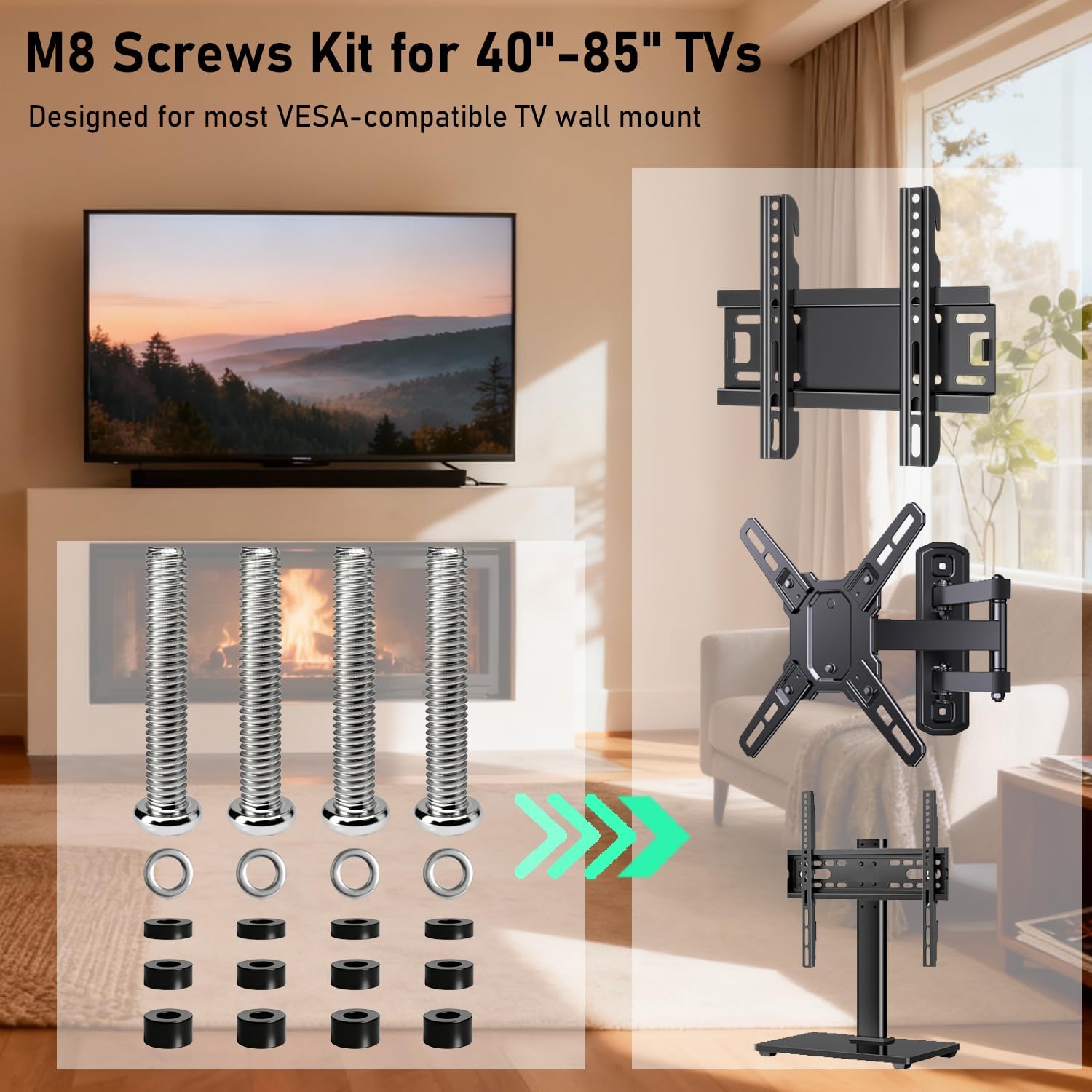 M8 Screws for Samsung TV, TV Mounting Screws Kits with M8 x 45mm image 5