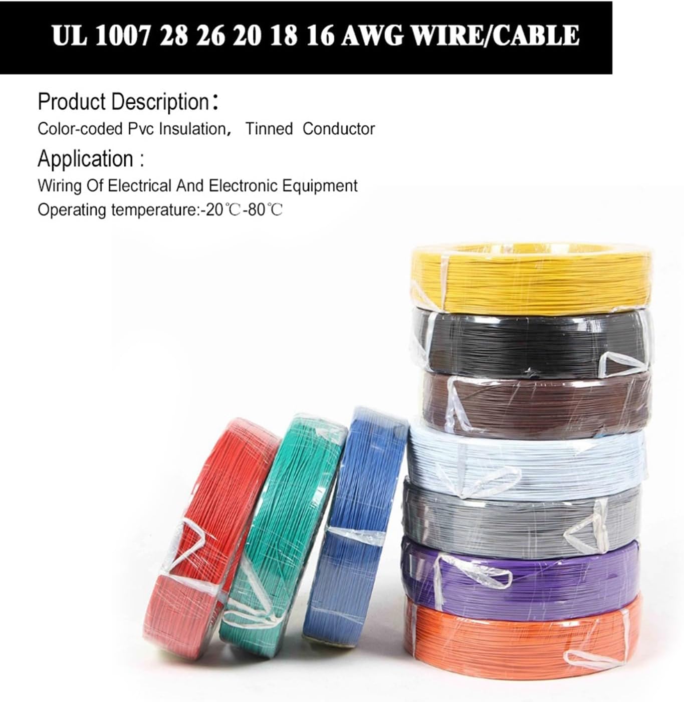Multi-Conductor Cable Outdoor Landscape Wire, 1007 Tinned Conductor Cable 28AWG to 16AWG 300V Equipment Electrical Wire(Green,1Meter 18 AWG)