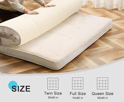 Miniatura 6 de ABORON Colchón japonés para suelo, colchón de futón de tamaño individualmatrimonial, tapete de tatami de 4 pulgadas de grosor, colchón plegable