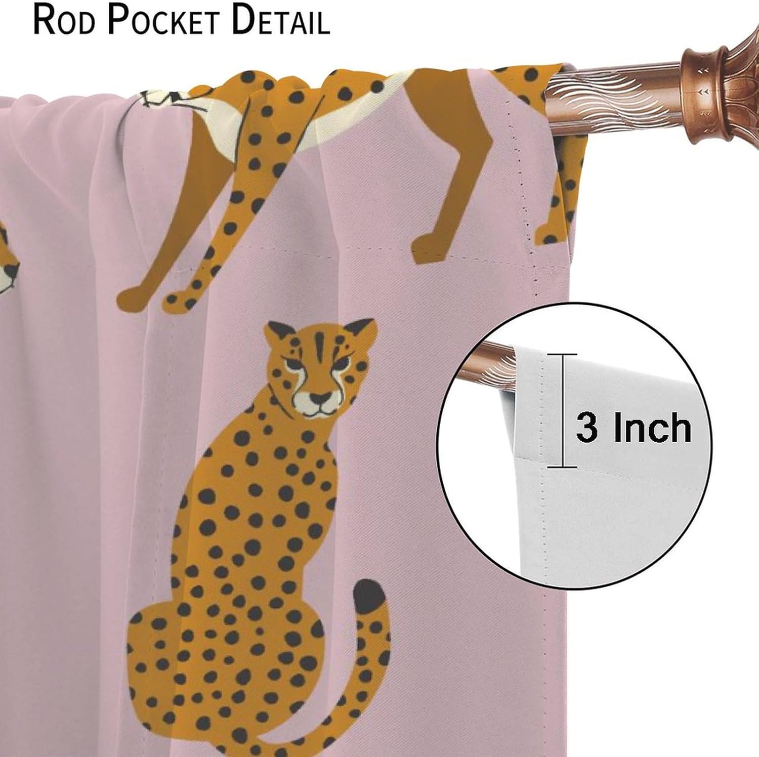 Pink Leopard Curtains, Tropical Animal Cheetah Cute Wildlife Print Blackout Thermal Insulation Window Treatments for Kids Boys Girls Bedroom Living Room 84x84in