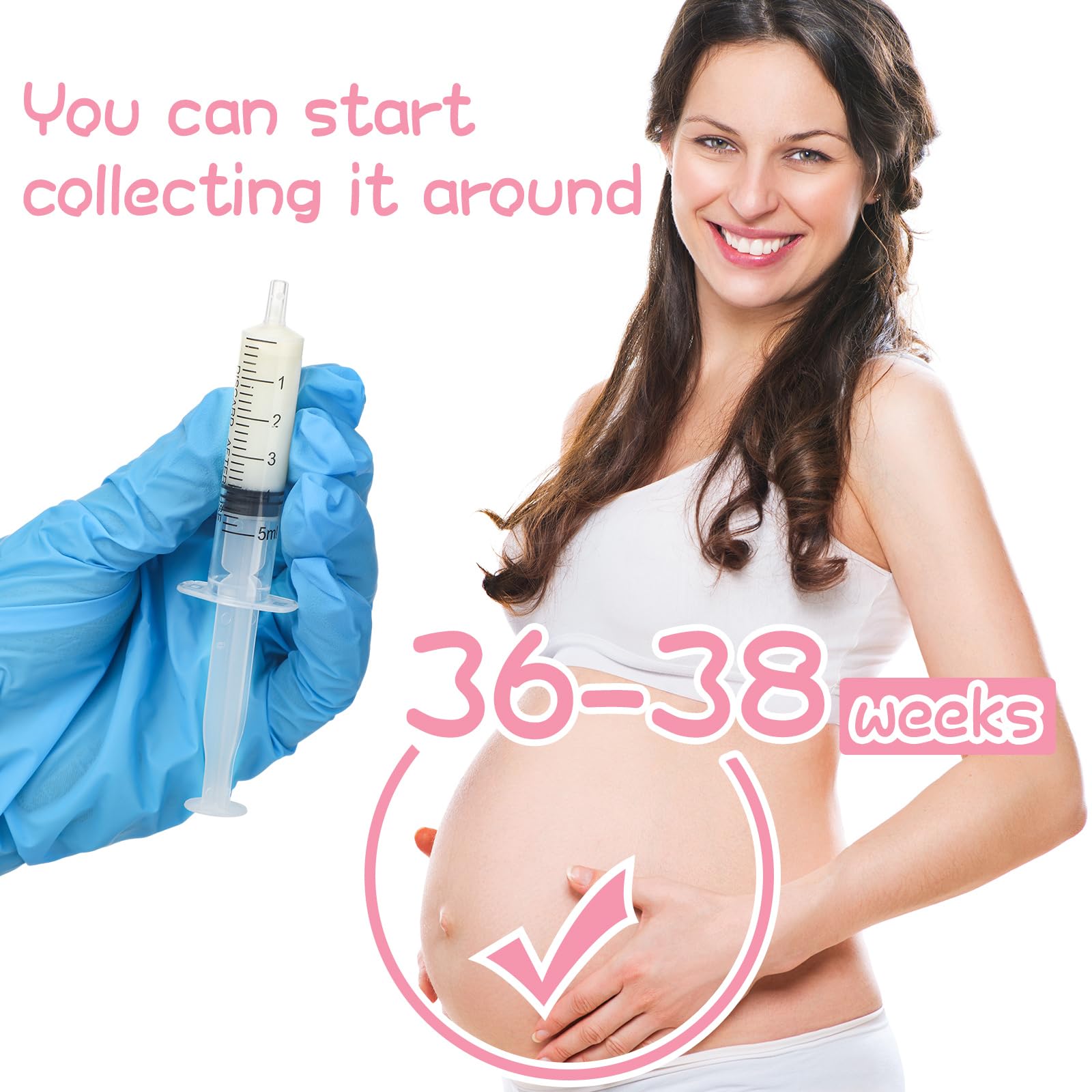 TrelaCo Lot de 100 collecteurs de colostrum comprenant 100 seringues stériles scellées pour le lait maternel sans aiguille, 100 autocollants, 1 tasse à mesurer, collection de colostrum pour lait