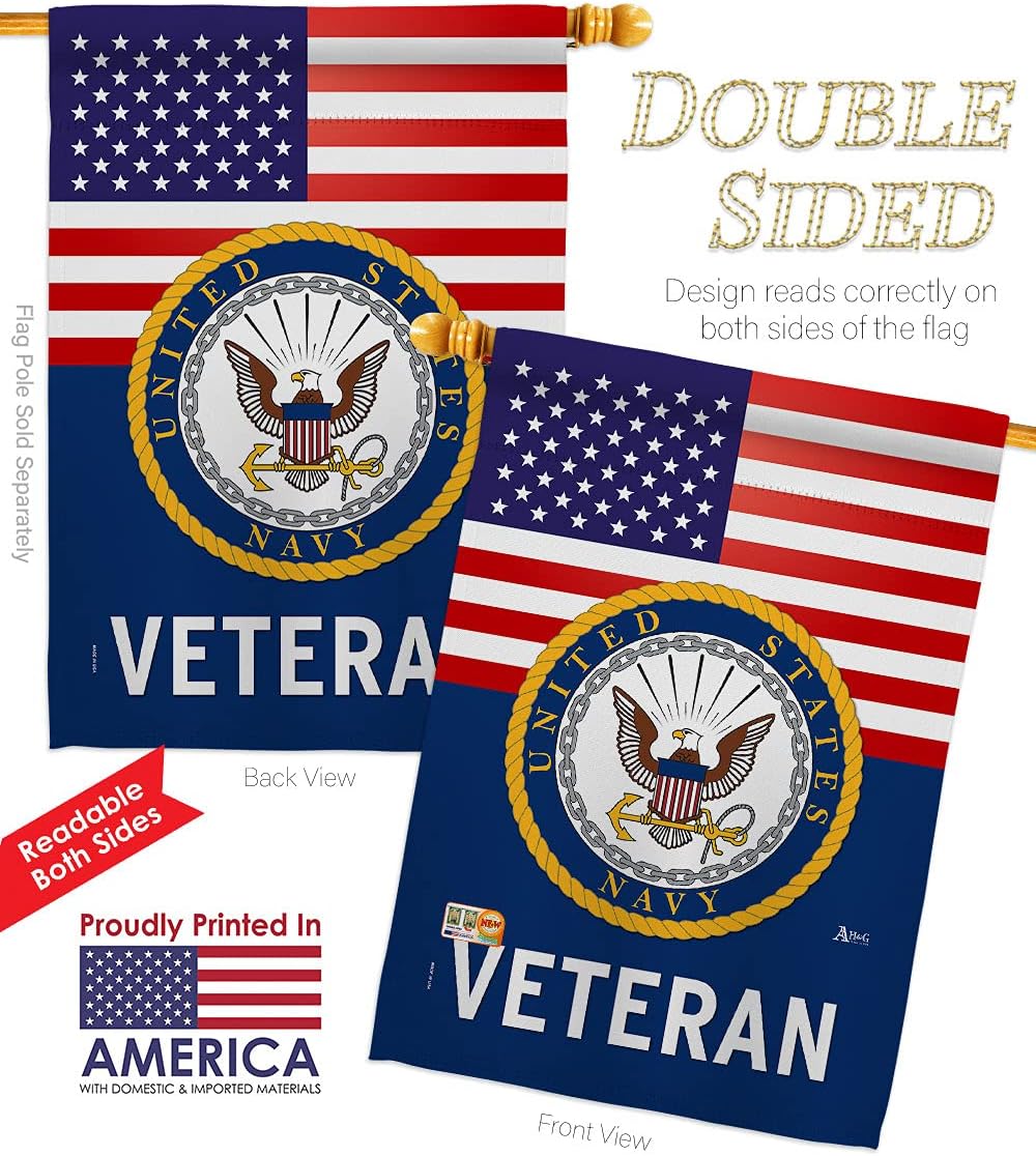 Navy US Veteran House Flag Armed Forces USN Seabee United State American Military Retire Official Small Decorative Gift Yard Banner Double-Sided Made In USA 28 X 40