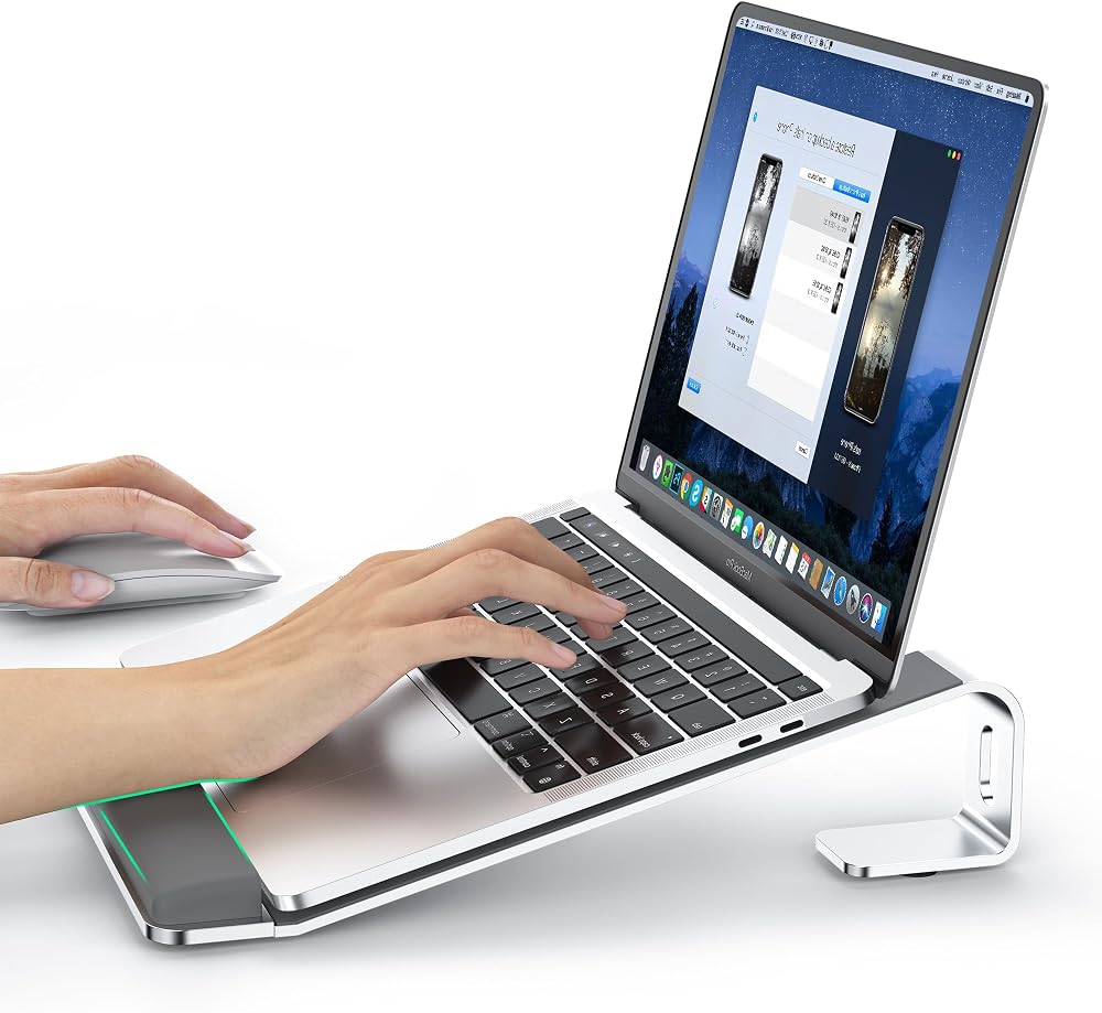 LOXP Laptop Stand for Desk, Aluminum Laptop Riser Holder with Wrist Support