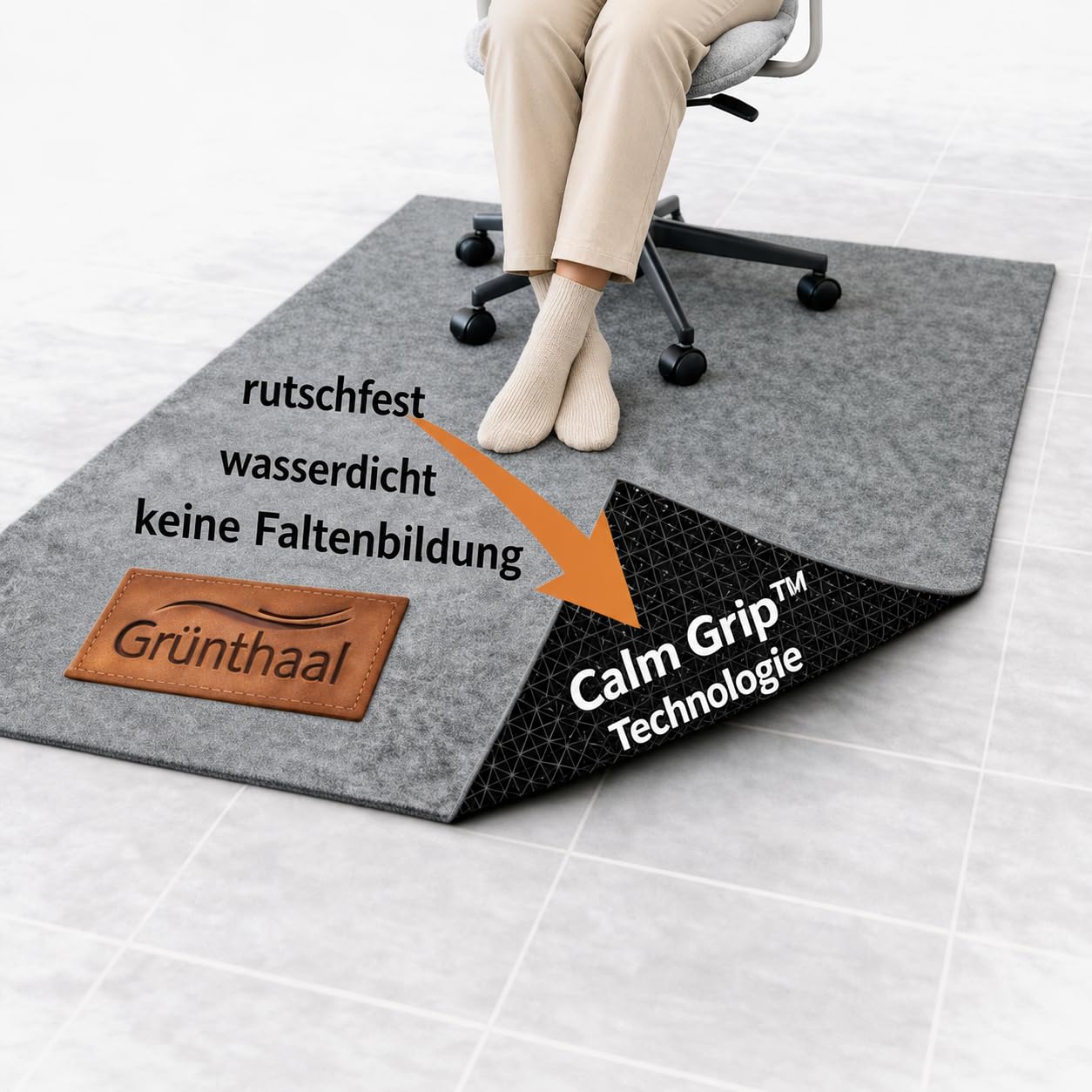 Bodenschutzmatte für Bürostuhl aus Vlies, 90x140, schützt Böden, rutschfest | Bürostuhl Unterlage aus Vlies · Anthrazit · wasserdichte Unterseite · für Parkett, Laminat und Vinyl · Bodenschoner Bürostuhl