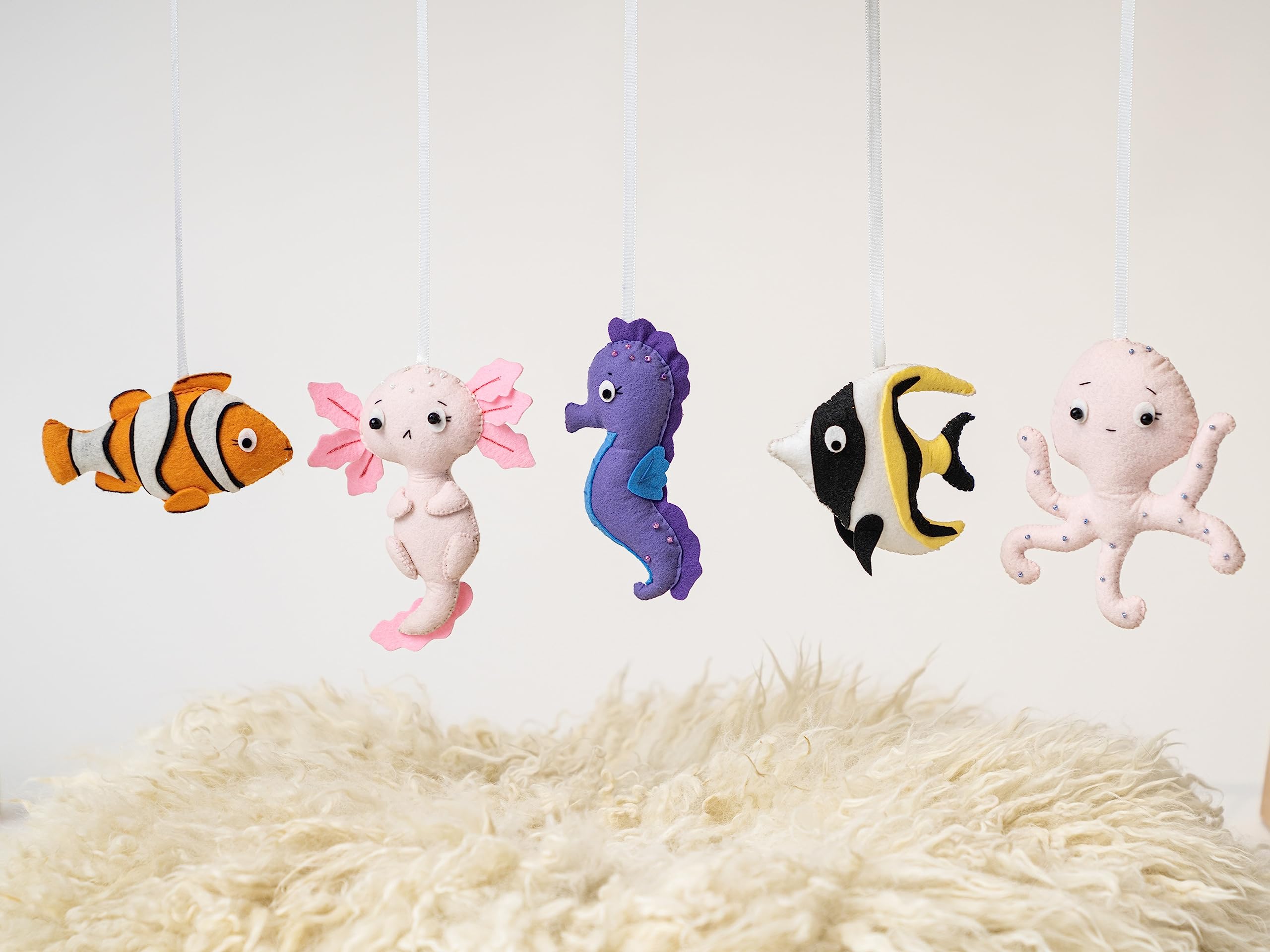 Felt Ocean Hanging Toys for Stroller/Pram/Bassinet/Crib/Baby Gym- 1 Month+, Develops Visual Awareness, Grasping and Reaching Skills, Gross Motor Skills and Sensory Stimulation-image-0