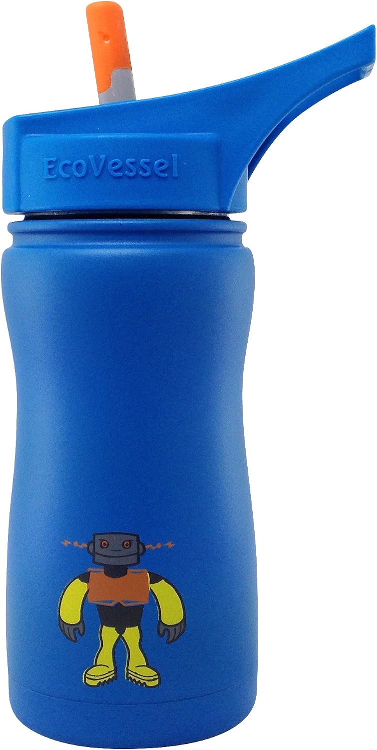 EcoVessel Frost Kid's TriMax Triple Insulated Stainless Steel Water Bottle with Flip Straw Top - 13 Ounces