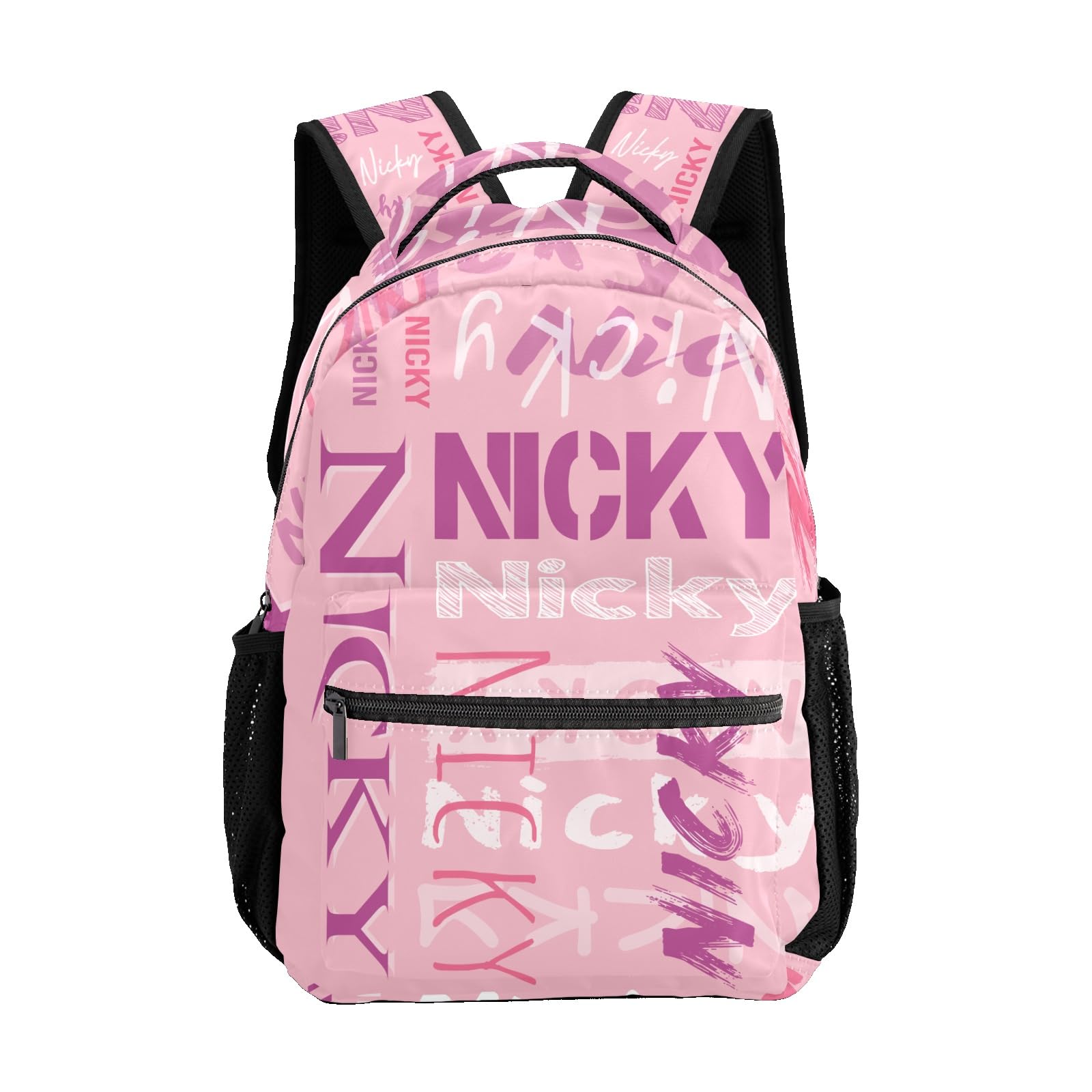 ZAACUSTOM Polyester Personalized School Bookbag with Name Text Waterproof Custom Elementary Backpack Book Bag for Girls Stylish Customize Back Pack