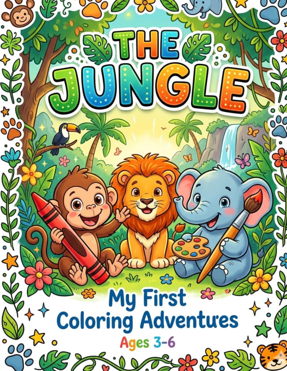 The jungle theme-Fun colouring book for kids Aged 3 to 6: Fun and Easy colouring pages for Toddlers Aged 3 To 6