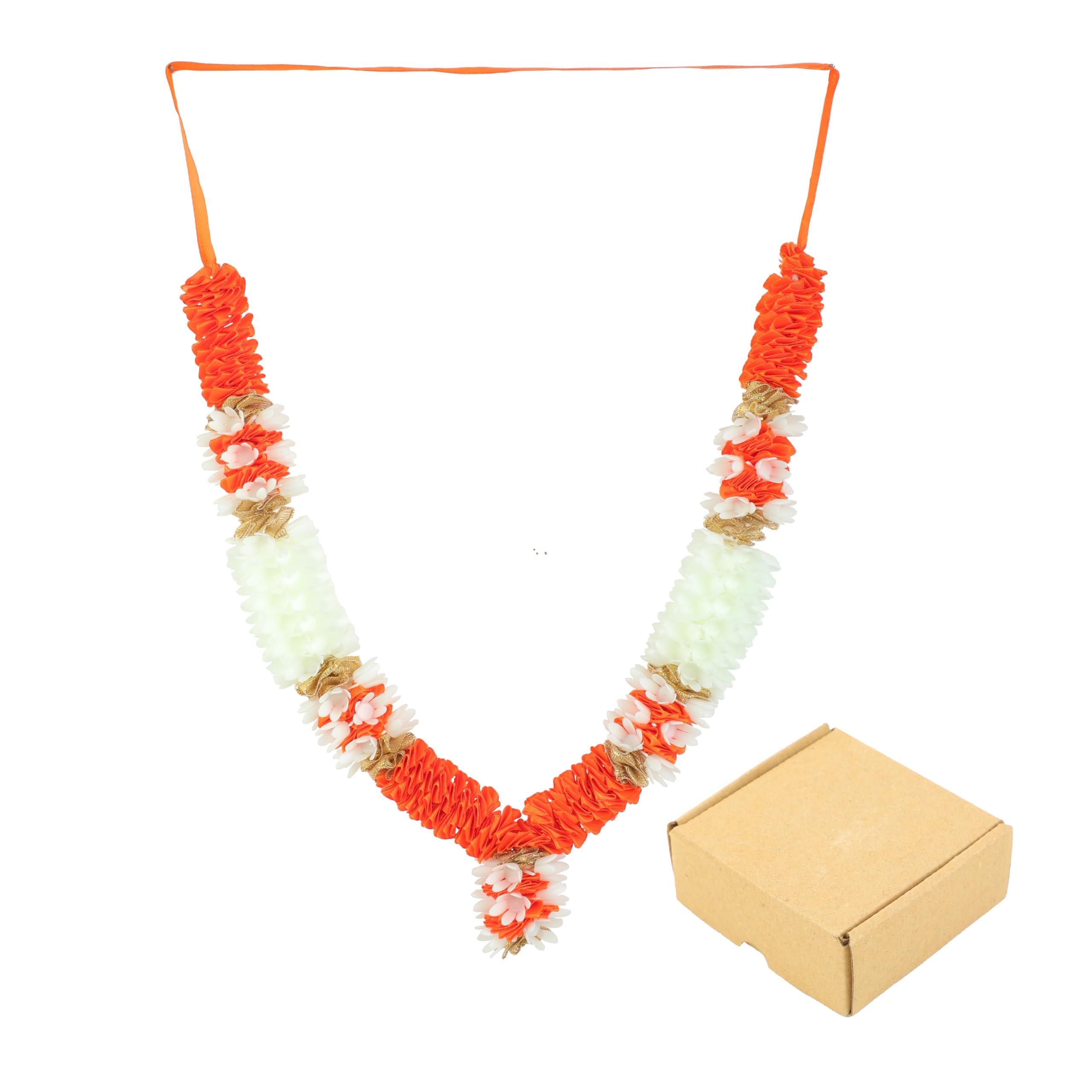 Guirlande de fleurs artificielles orange de 38 cm pour festival indien Pooja