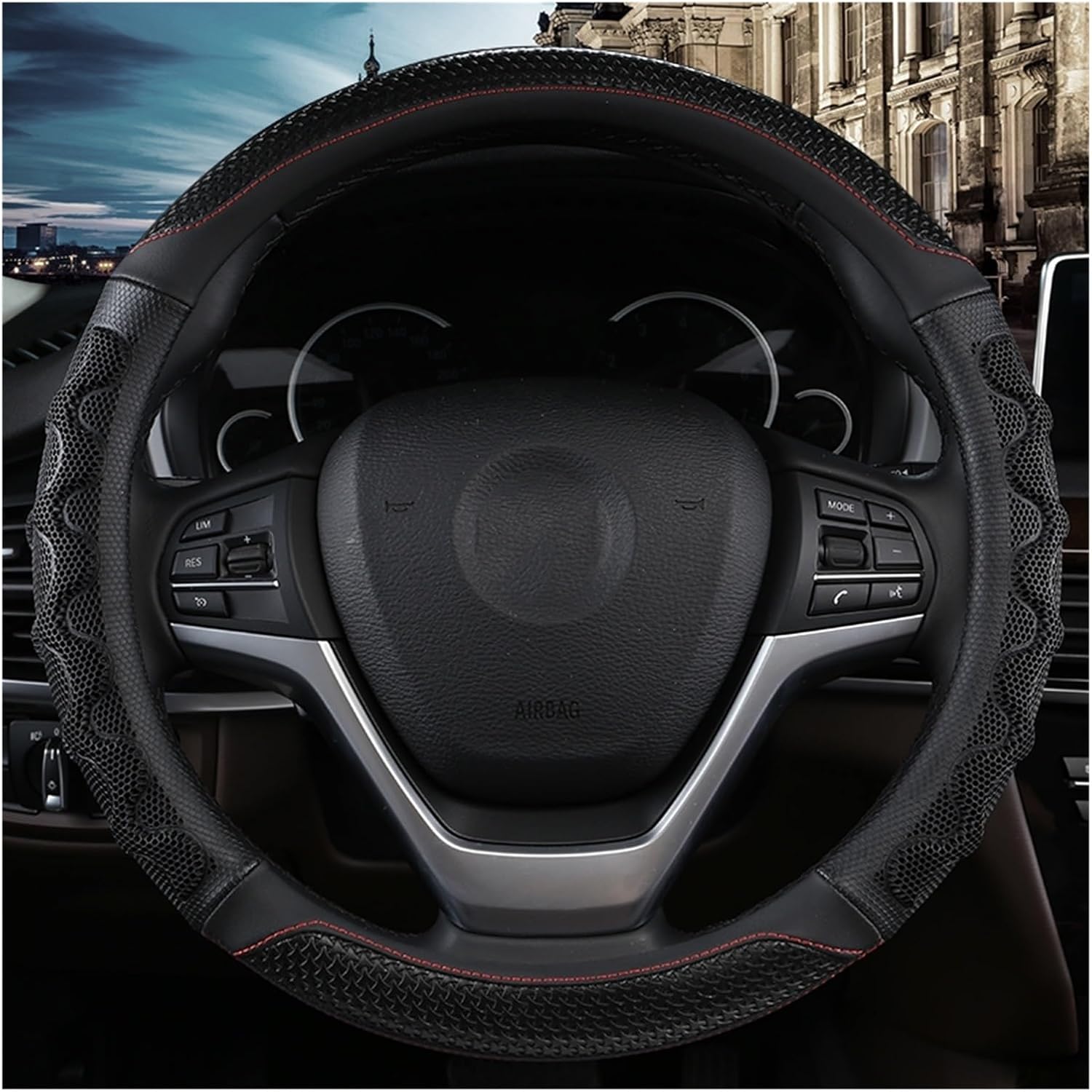 Car Steering Wheel Cover for Volkswagen Car Steering Wheel Cover Leather Car Accessories Soft Comfort Easy Grip (Color : 4#)