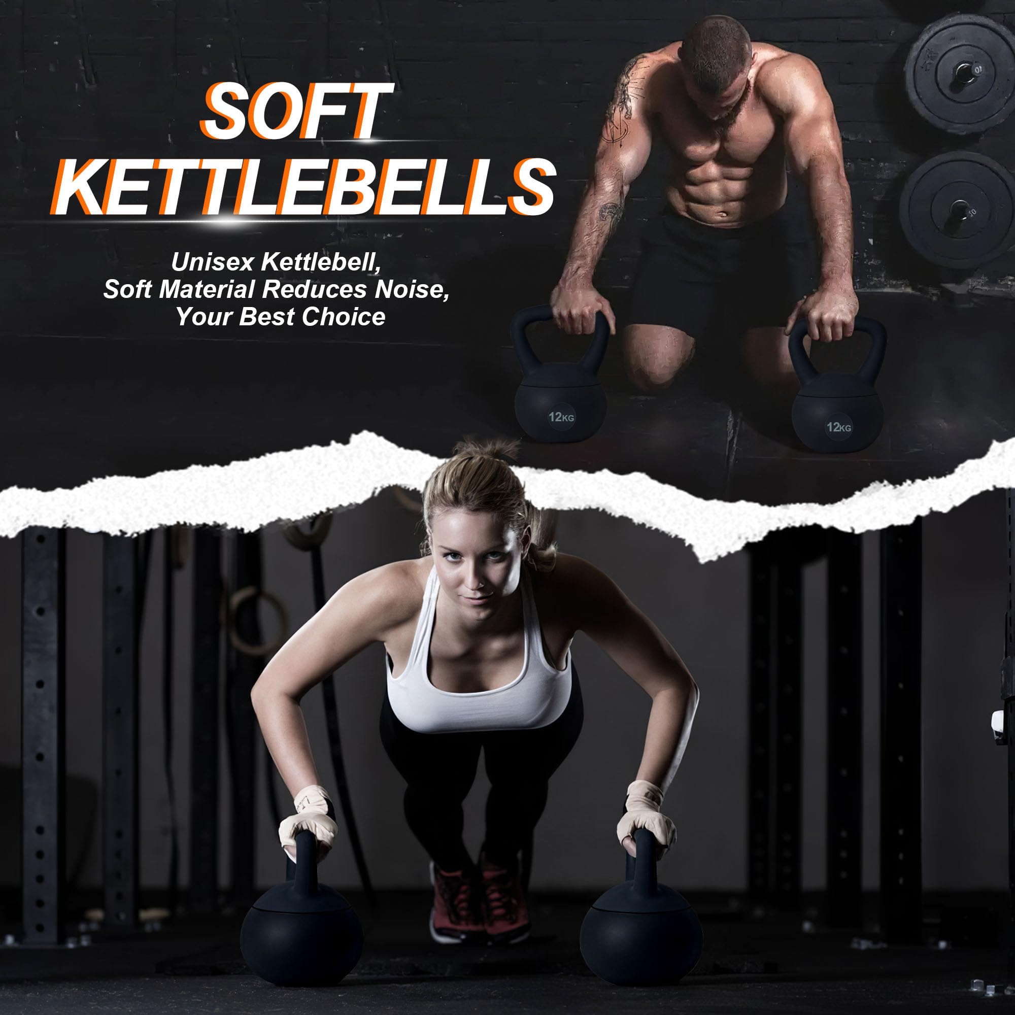 soges Kettlebell en PVC Souple, Rempli de Sable de Fer, avec Poignée Large Antidérapante, Exercices de Musculation et Fitness, Entraînement à la Maison et en Salle de Gym