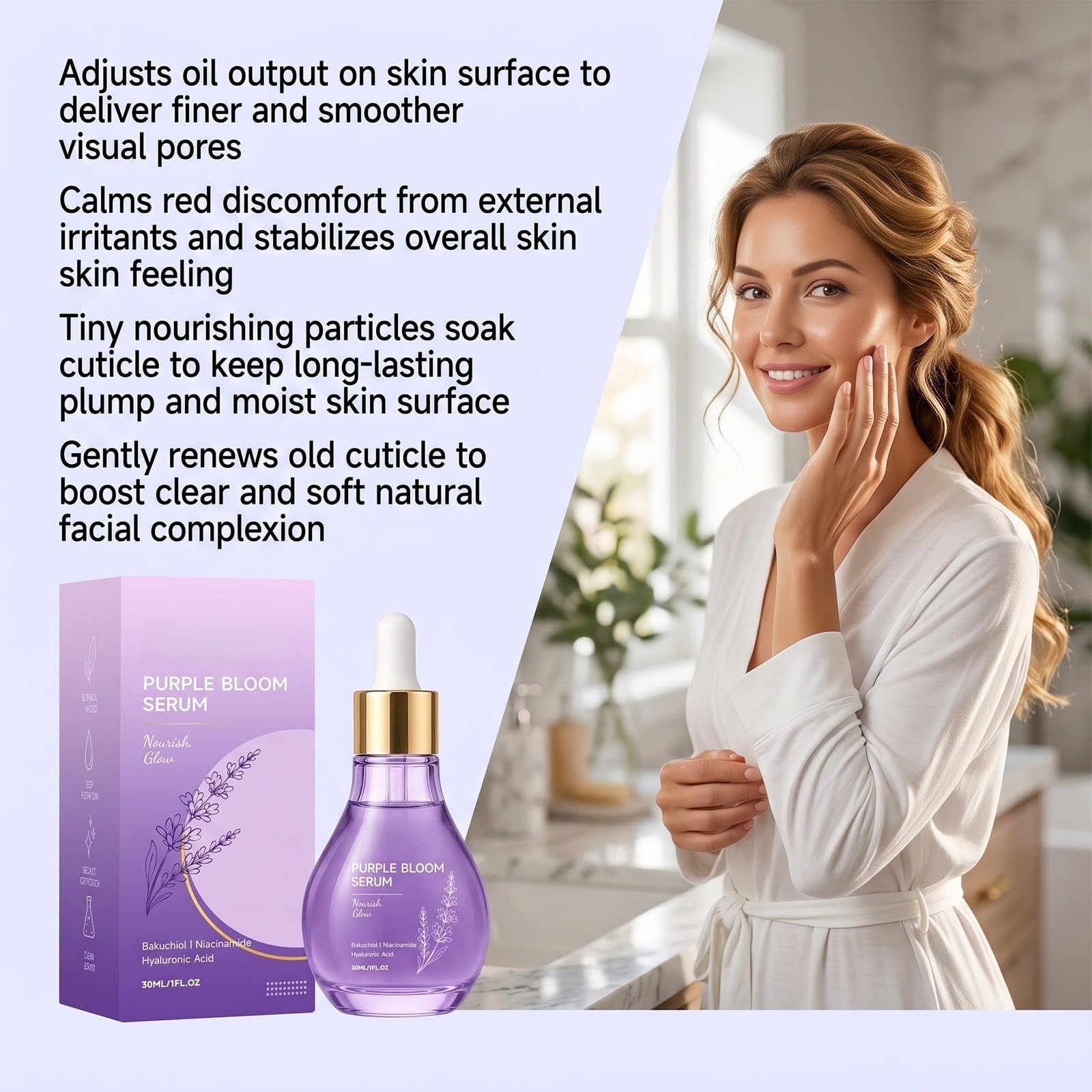serum viso Anti-invecchiamento e rassodante, idratante profonda | Attenua le linee sottili, illumina e idrata la pelle, la lascia fresca e non comedogena ed è adatta per pelli sensibili.