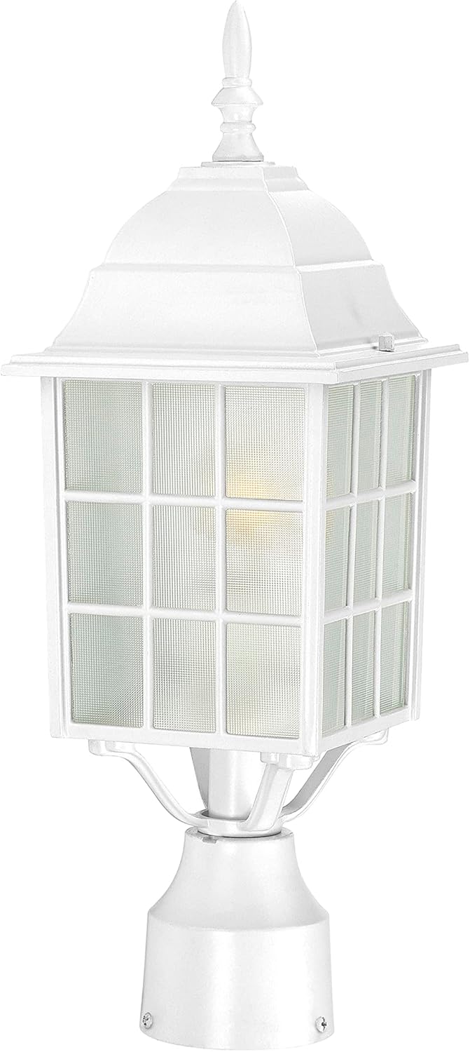 Nuvo Lighting 60/4907 Adams One Light Post Lantern 100 Watt A19 Max. Frosted Glass White Outdoor Fixture