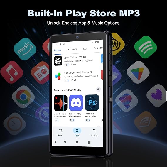 32GB MP3 Player with Bluetooth and WiFi, 4.02 HD Music Player with Spotify