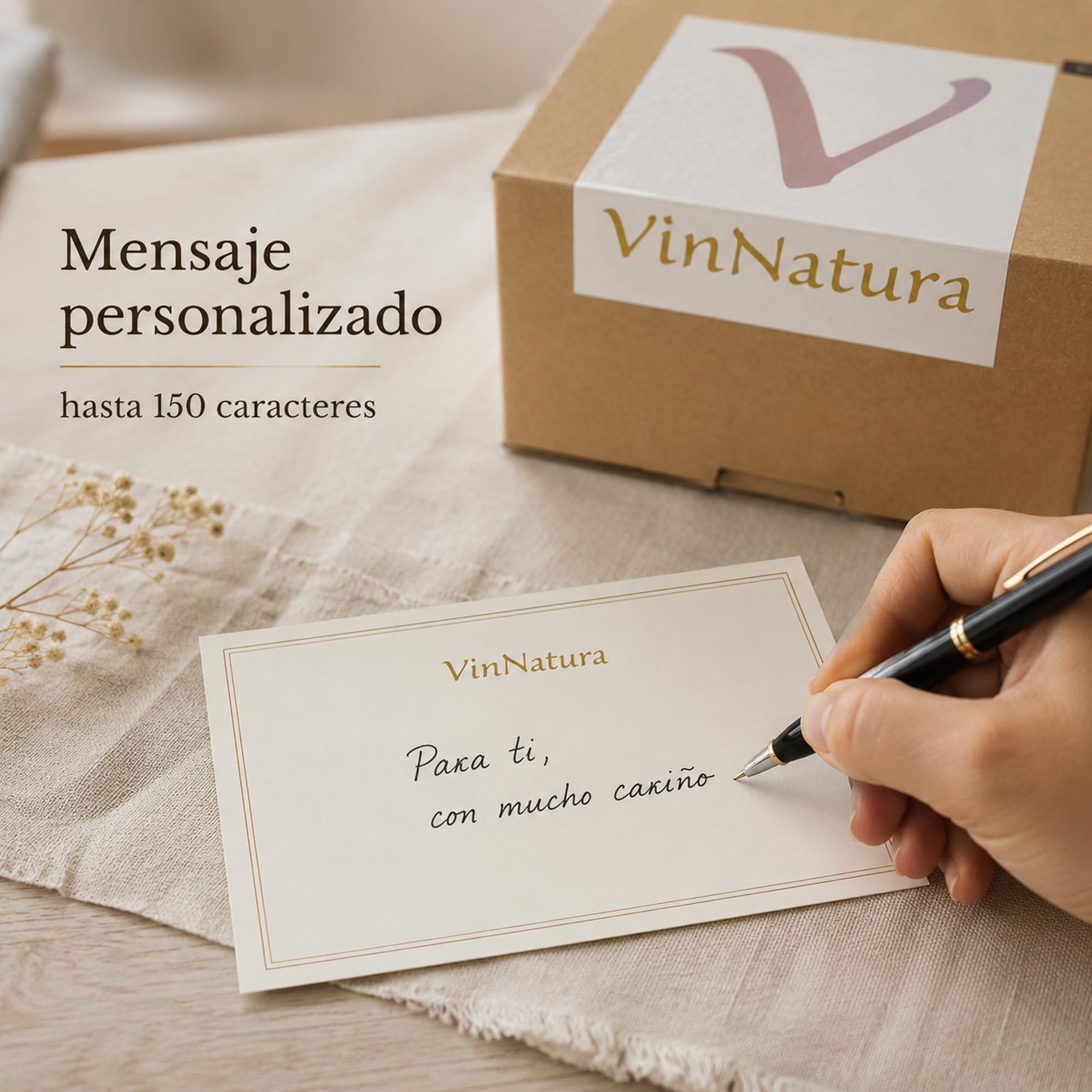 Caja Regalo Ons de VinNatura con Conservas Gourmet y Vino Rosado Natural | Regalo gourmet gallego, regalos de empresa, cesta con vino, elaboración tradicional, tarjeta personalizable