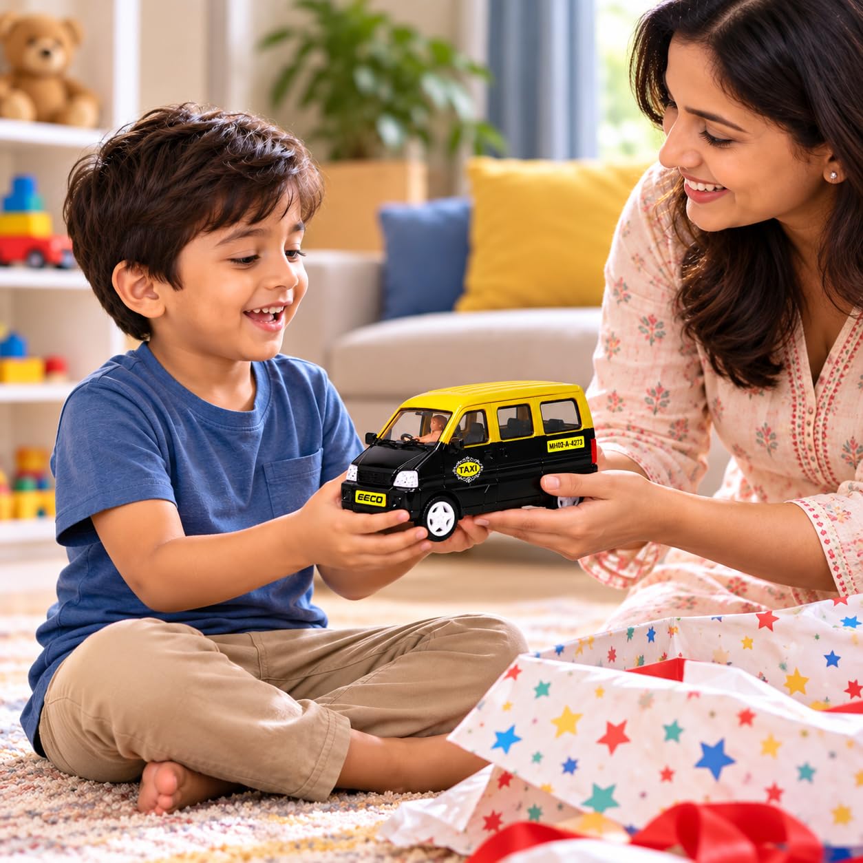 Friction Powered Van Taxi Toy - No Batteries! -7