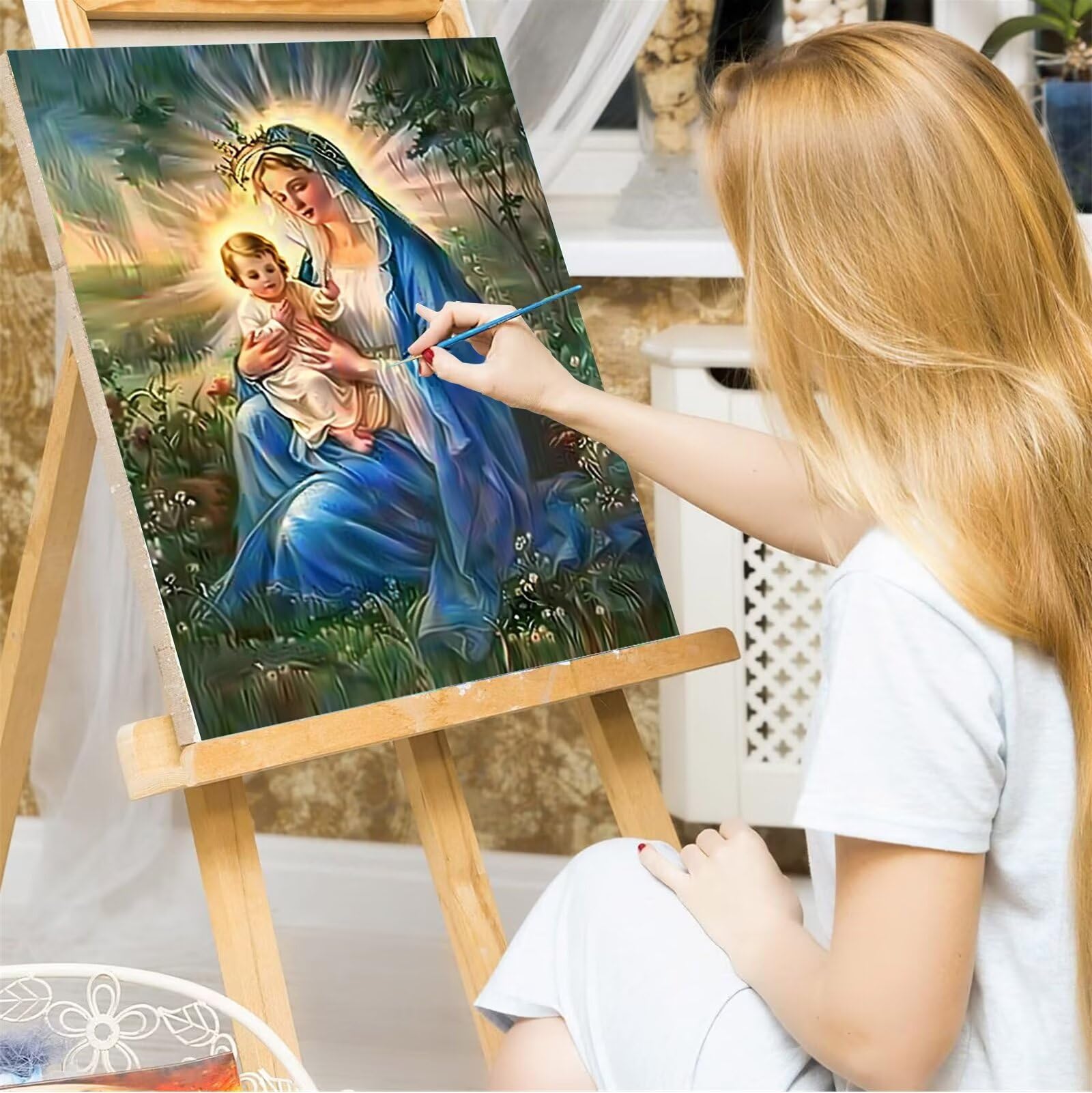 Dipingere con i Numeri Adulti Bambini Buon venerdì, Kit per Dipingi con i Numeri, di Pittura Acrilica Fai-da-Te per su Tela con Pennelli, Paint by Numbers Bambino 60x80cm (Con Scatola)