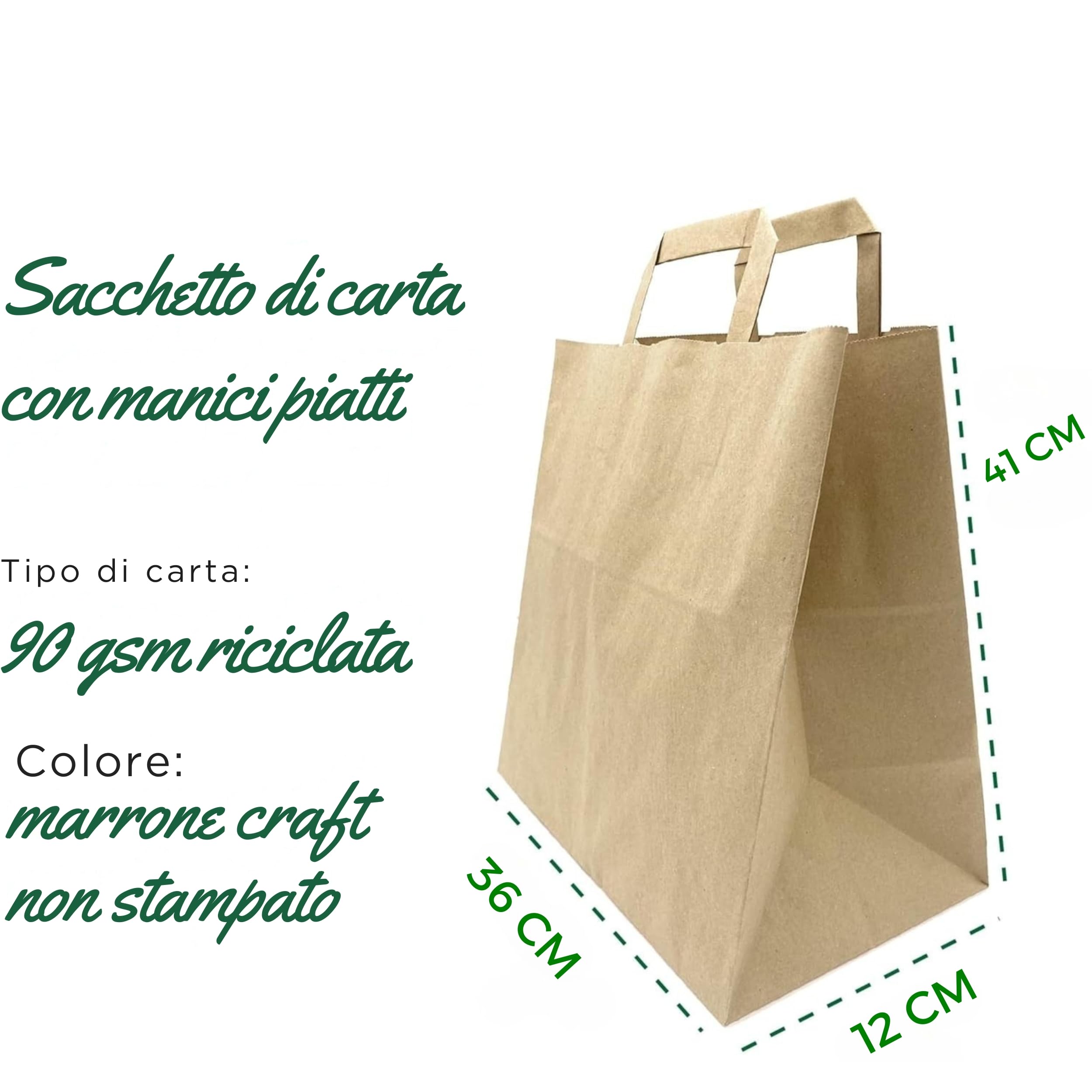 HAUSPROFI 12 Sacchetti Regalo In Carta Kraft Con Manici, 26x12x33 Cm, 130 G/m², Marroni - Resistenti, Ecologici, Personalizzabili Per Matrimoni E Compleanni