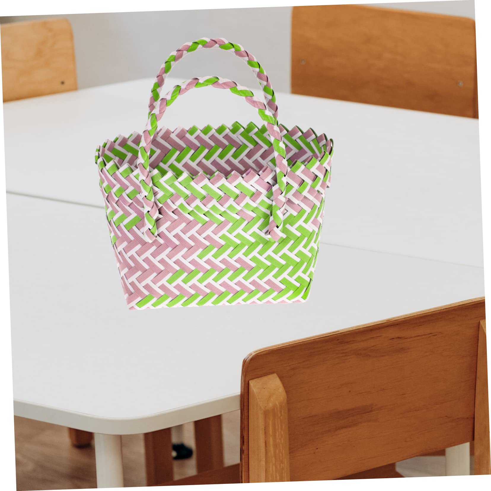 Panier Anse en Pvc Léger et Imperméable, Panier à Provisions Chic et Délicat, Plage Fêtes, Facile à Transporter