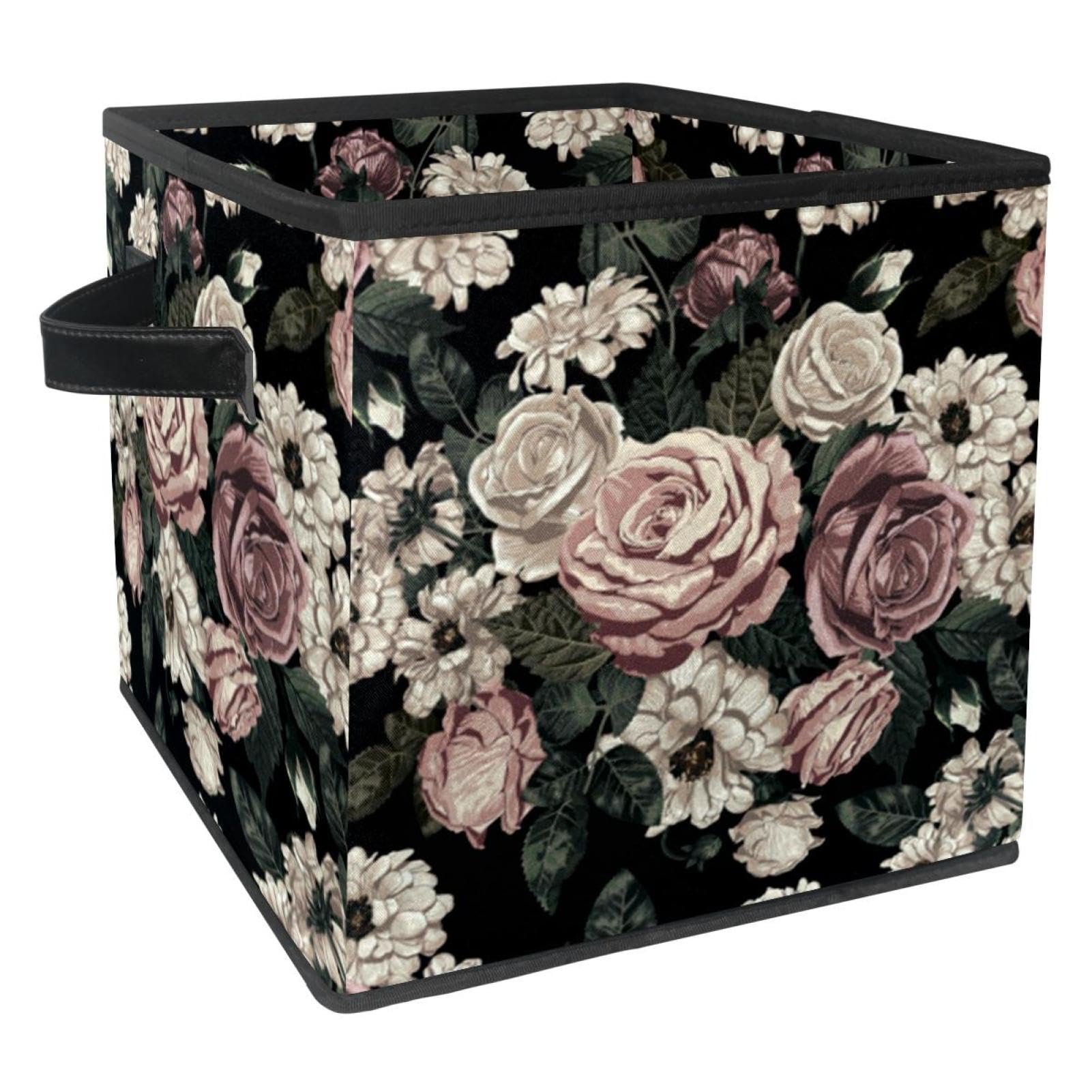 Boîte de rangement pliable pour éliminer le désordre boîte tissu cube fleurs roses placard