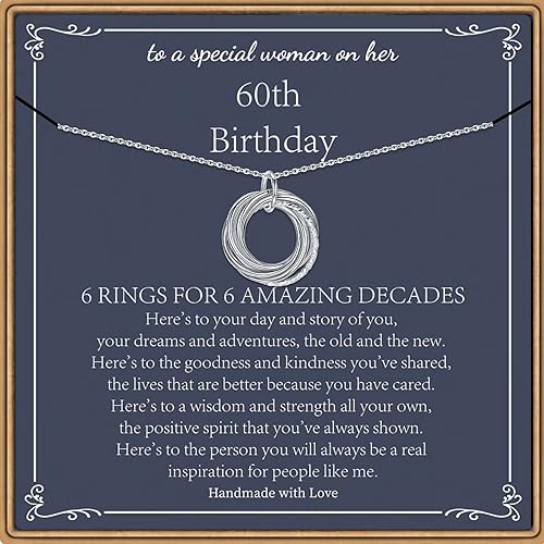 Regalos de cumpleaños para mujer, collar de círculos de cadena de plata de ley para 30, 40, 50, 60, 70, 80, 90, cumpleaños, para mujer de 30, 40,