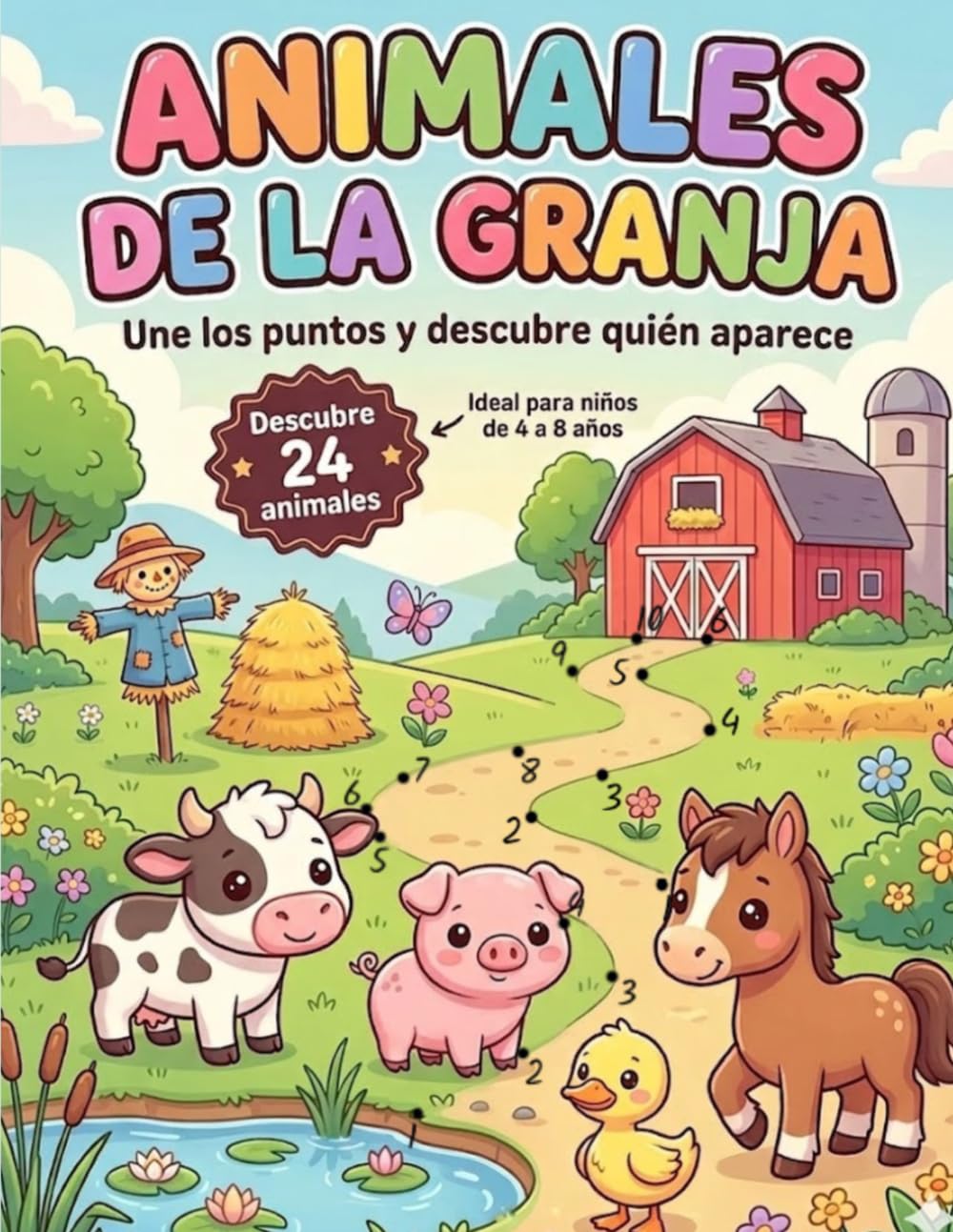 Animales de la granja: Une los puntos y descubre quién aparece