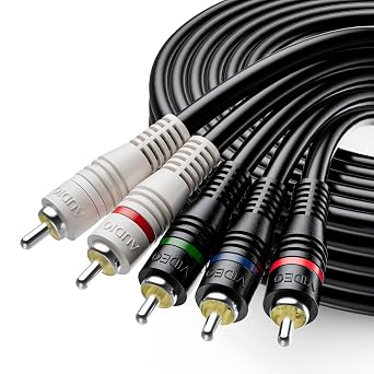 5-RCA Male Component Video/Audio Cable 6FT, Supports 1080i, RGB Component YPbPr Cable with Audio for DVD, STB, TV Box, HDTV, Camcorder, Projector