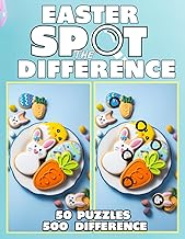 Spot the Difference Easter: 50 Full-Color Easter Picture Puzzles Activity for Adults, Kids & Seniors – Search-and-Find Hidden Objects with 500 ... (Find the Difference Books for Kids & Adults)