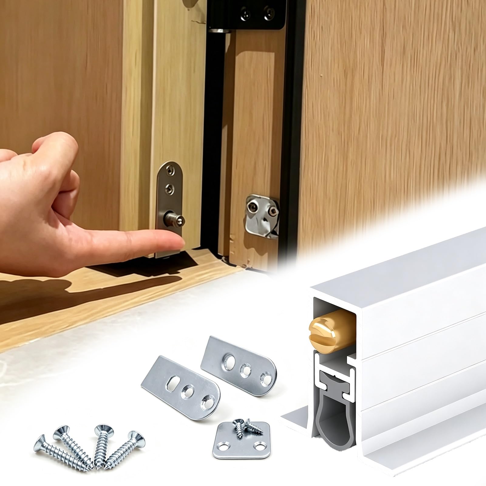 Paraspifferi Sottoporta Striscia Tenuta Automatica Scomparsa Forma T Porte Appartamenti | Guarnizione Antipolvere per Porte, Tagliabile, Lunga 70 75 150 cm, Paraspifferi PorteBurlete Antipolvo(77cm(30 1/4"))