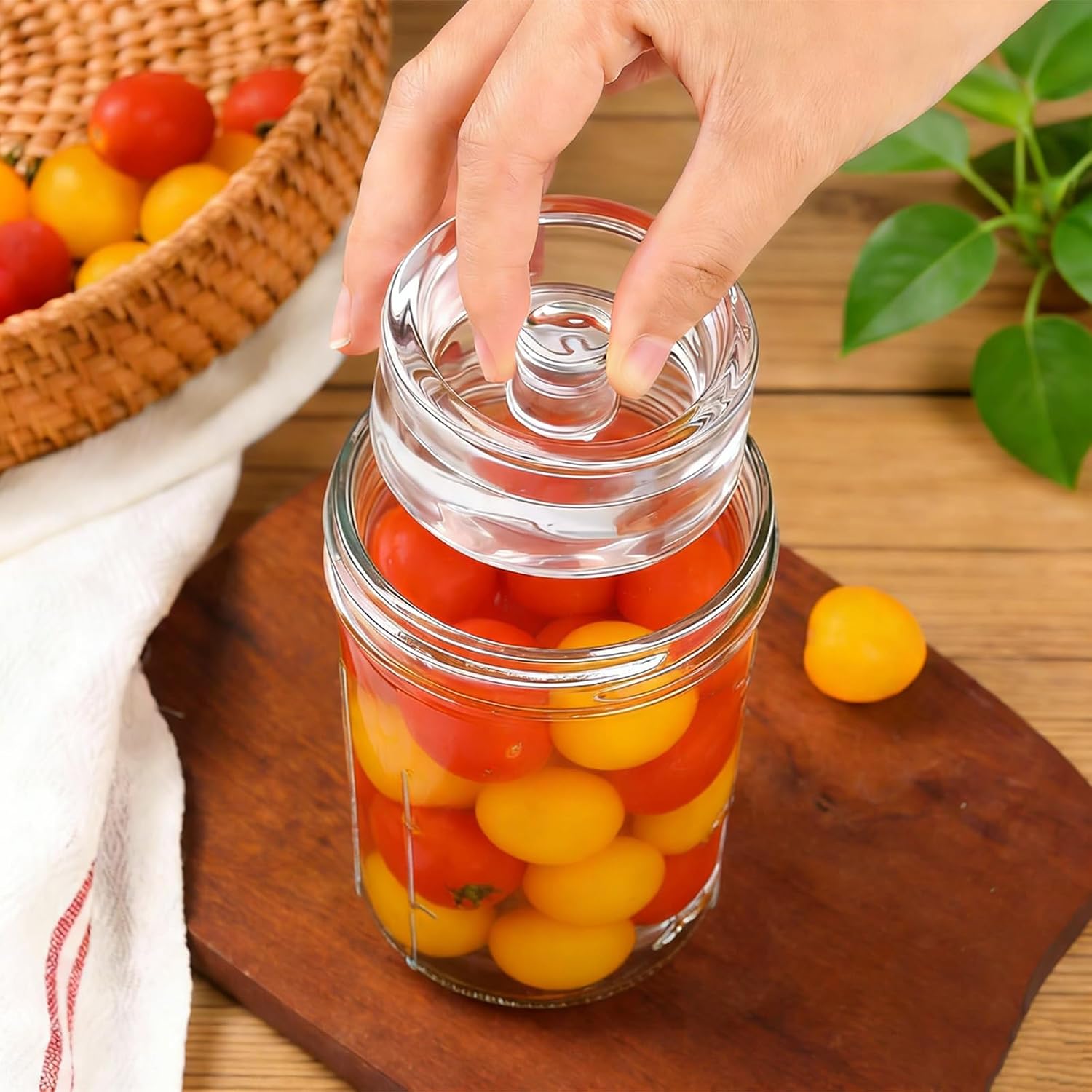 2 Pack Food Grade Glass Fermentation Weights,Wide Mouth Jars, Handle Design