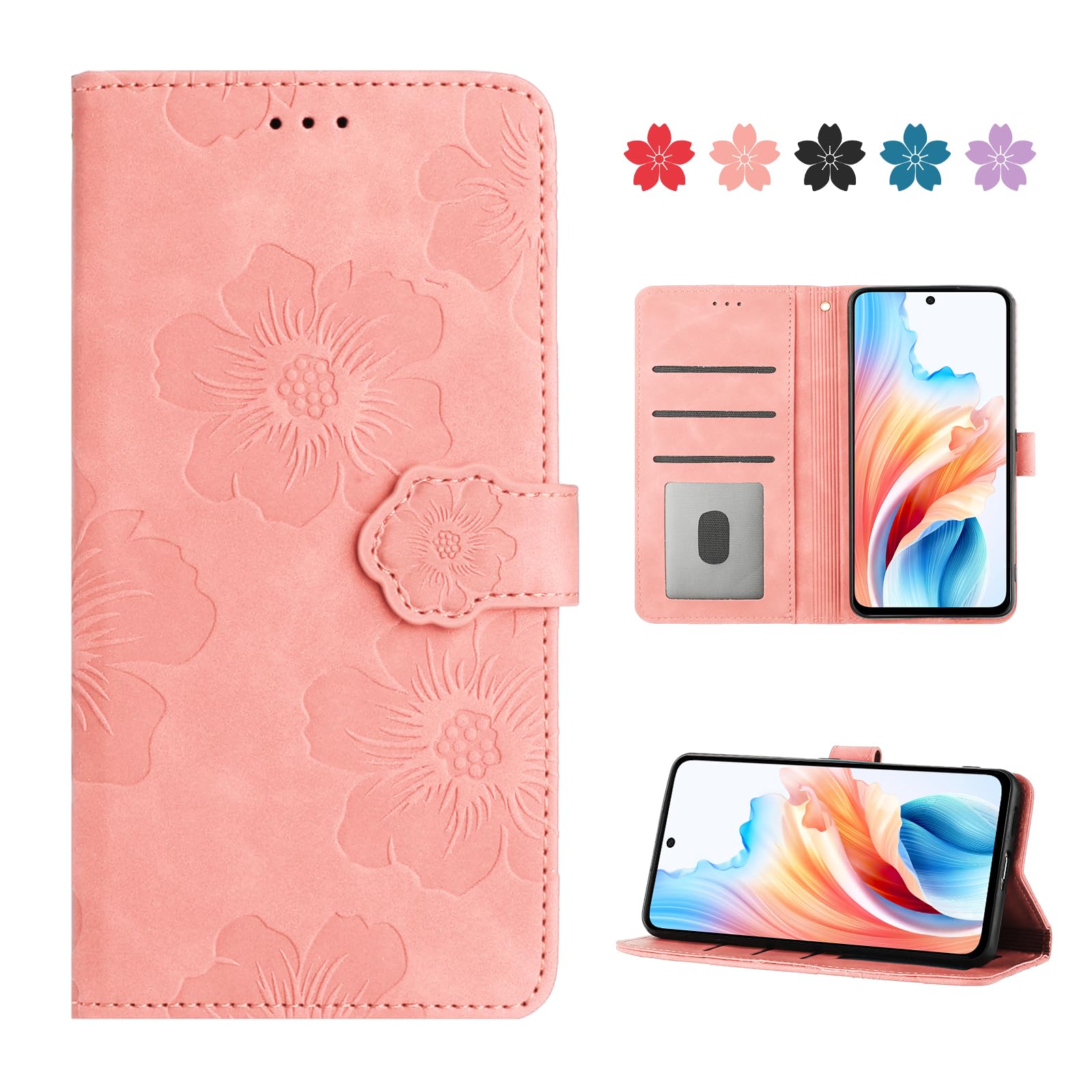 OPPO A79 5G Case Folio Popular Cover Oppo A79 5G Case Stylish Mobile Case Oppo A79 5G Case Cute Beautiful Cherry Blossom Pattern Protective Cover Oppo A79 5g Smartphone Cover Genuine Leather Notebook