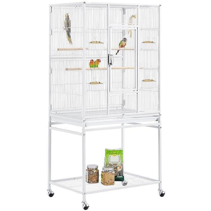 Buy Yaheetech Extra Large Bird Cage Metal Budgie Cage Parrot Cage with Rolling Stand for