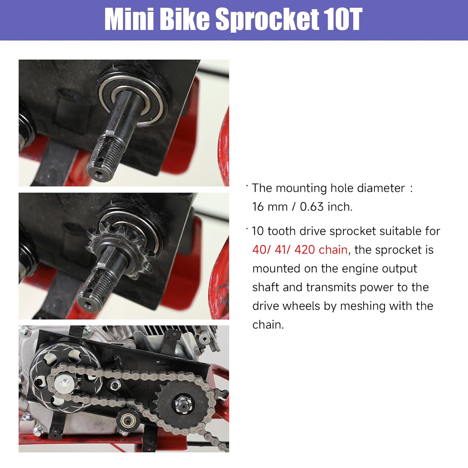 420 Chain + Mini Bike Sprocket 60T Kit Replacement for Coleman CT200U BT200X CT200U-EX Baja Warrior TrailMaster MB200 Axis M200 Predator 212 196cc 200cc Powersports Parts 90 Links + 42 Links