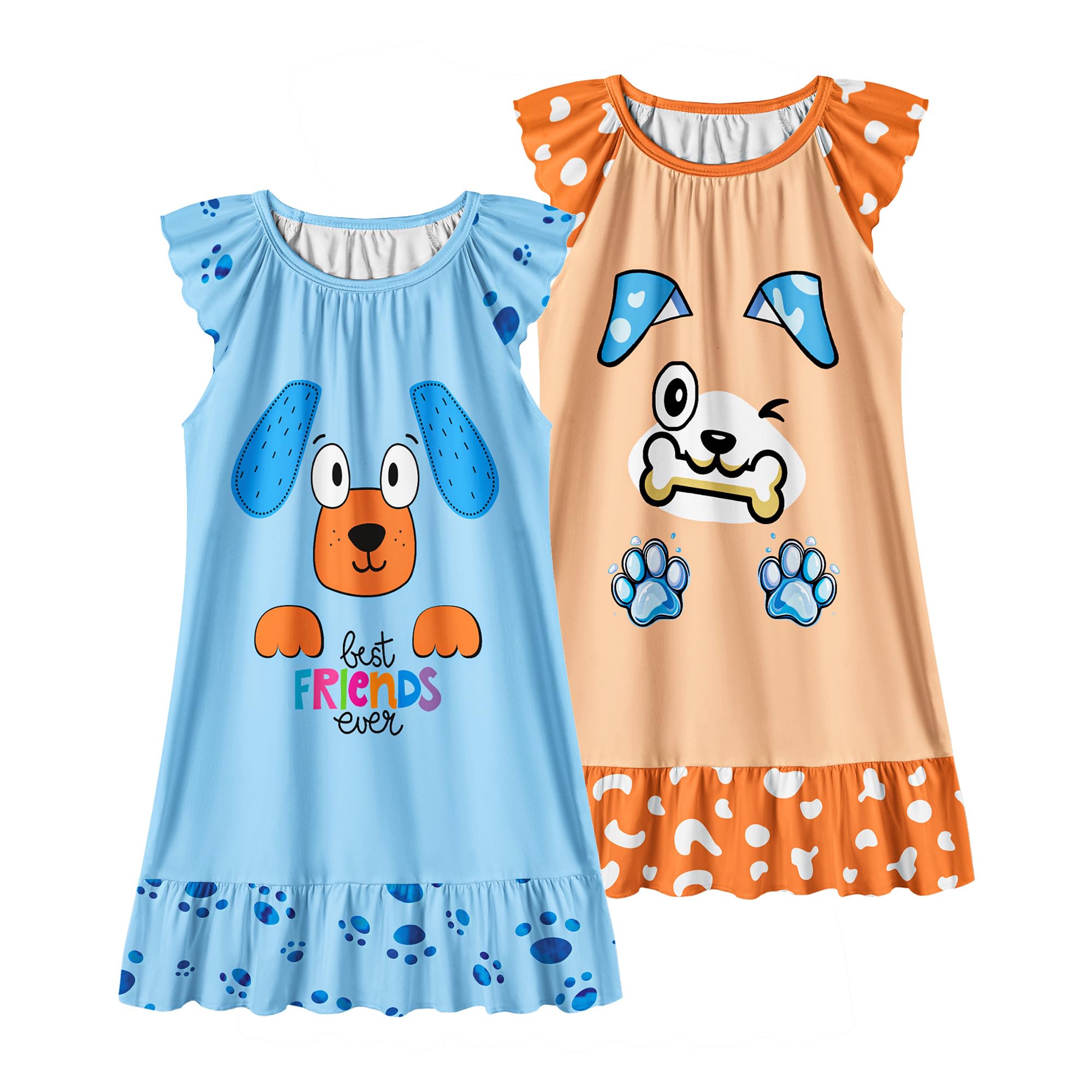LQSZ Girls Nightgowns Soft Toddler Princess Pajamas Dress for Kids 2pcs