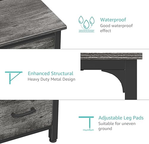 Miniatura 8 de Lufeiya Escritorio para computadora con cajones de archivos, escritorios de oficina en casa de 47 pulgadas con archivador para espacio pequeño, mesa