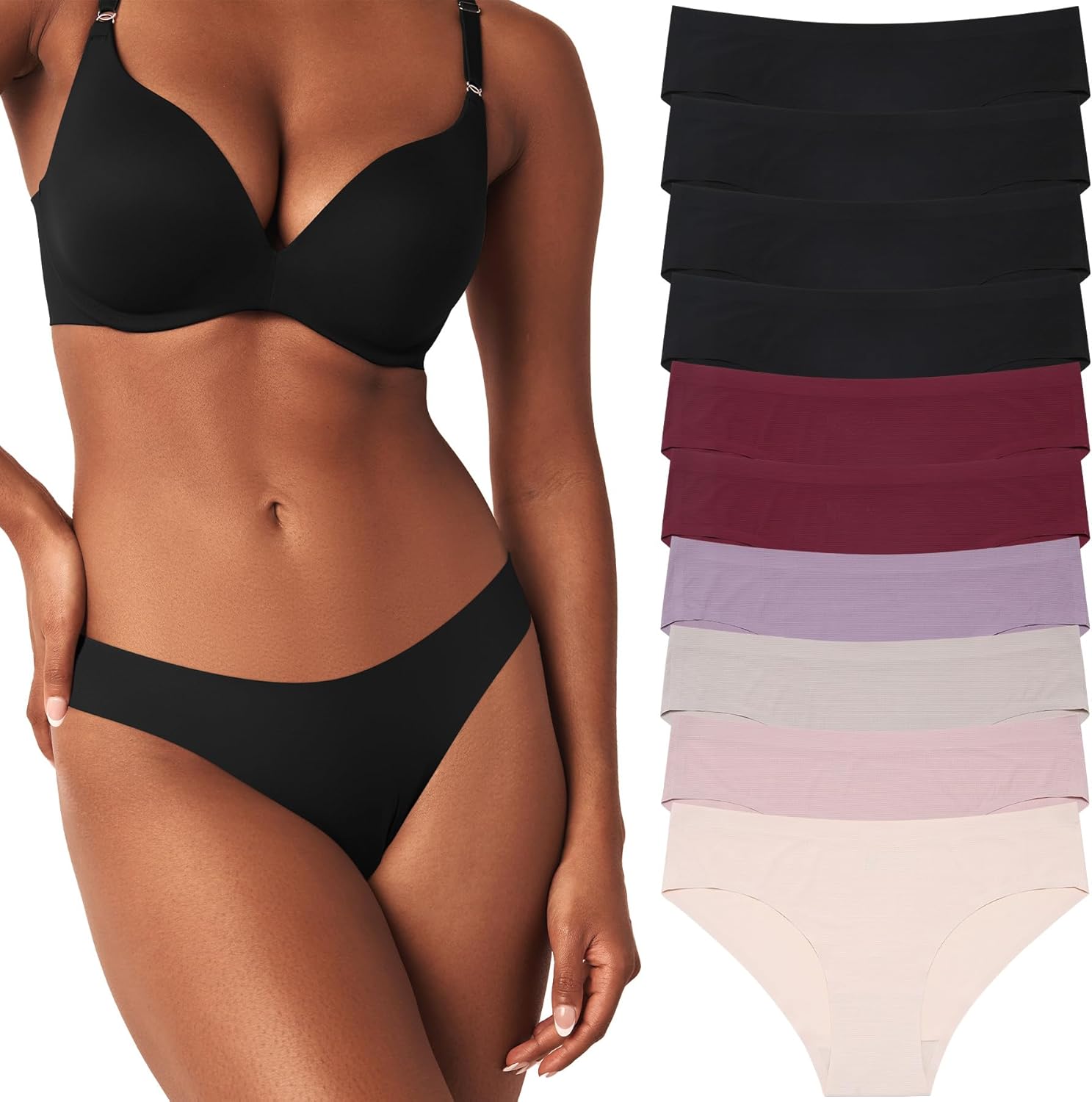 Amazon.com: LEVAO 10 Pack Seamless Underwear for Women-No Show Cheeky Bikini Panties-Breathable