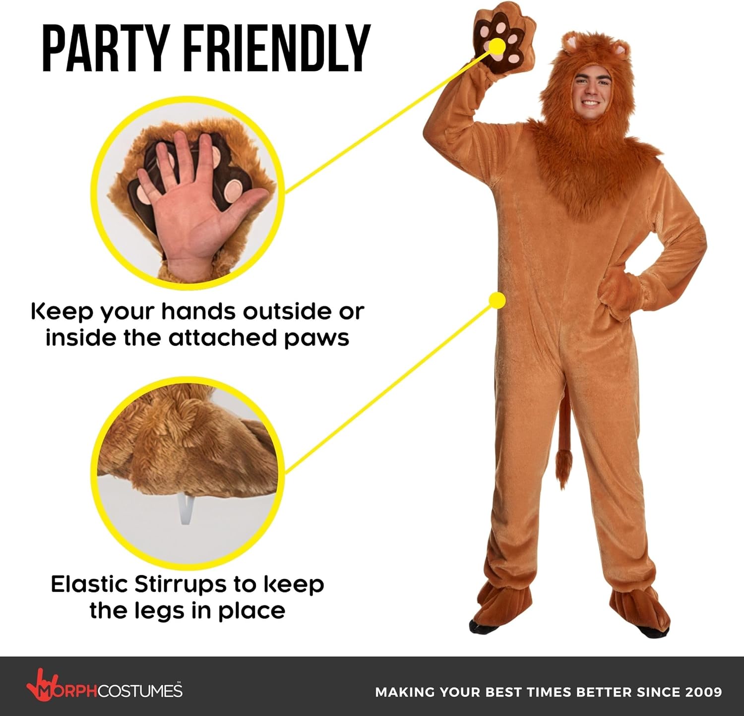 Morph Lion Costume Adult, Adult Lion Costume, Animal Costumes for Men, Safari Animal Outfit for Men - Image 2