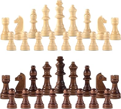 AMEROUS Magnetic Wooden Chess Pieces, 2.2" King Staunton Wood Chessmen Pieces Only, with 2 Storage Bags, Gift Packaging, Replacement of Missing Pieces