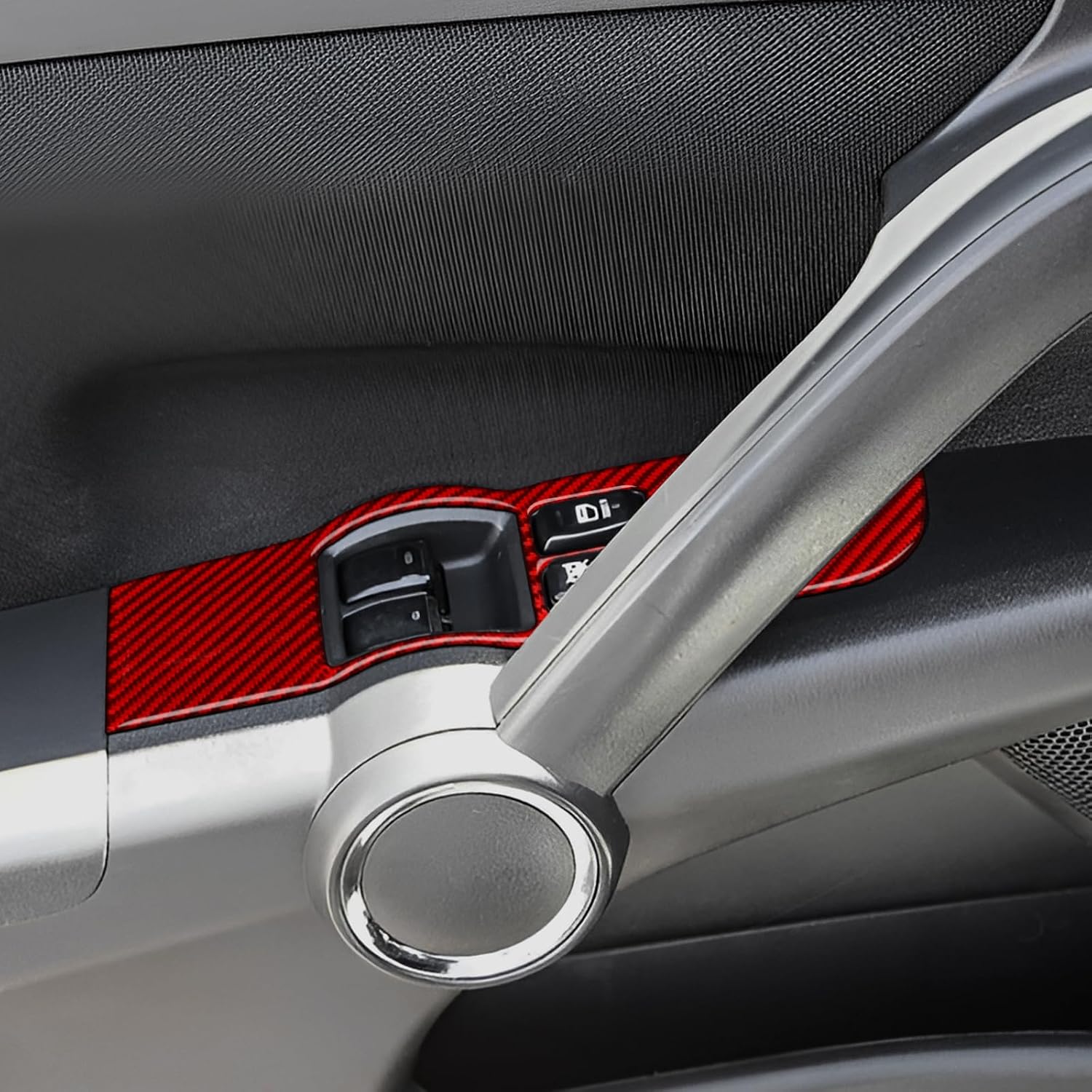 AIRSPEED Red Carbon Fiber Window Switch Panel Trim Covers for 2005-2010 Scion tC, Premium Interior Door Control Accent Overlay Set, Automotive-Grade Adhesive Backing, Driver & Passenger Side (2-Piece)