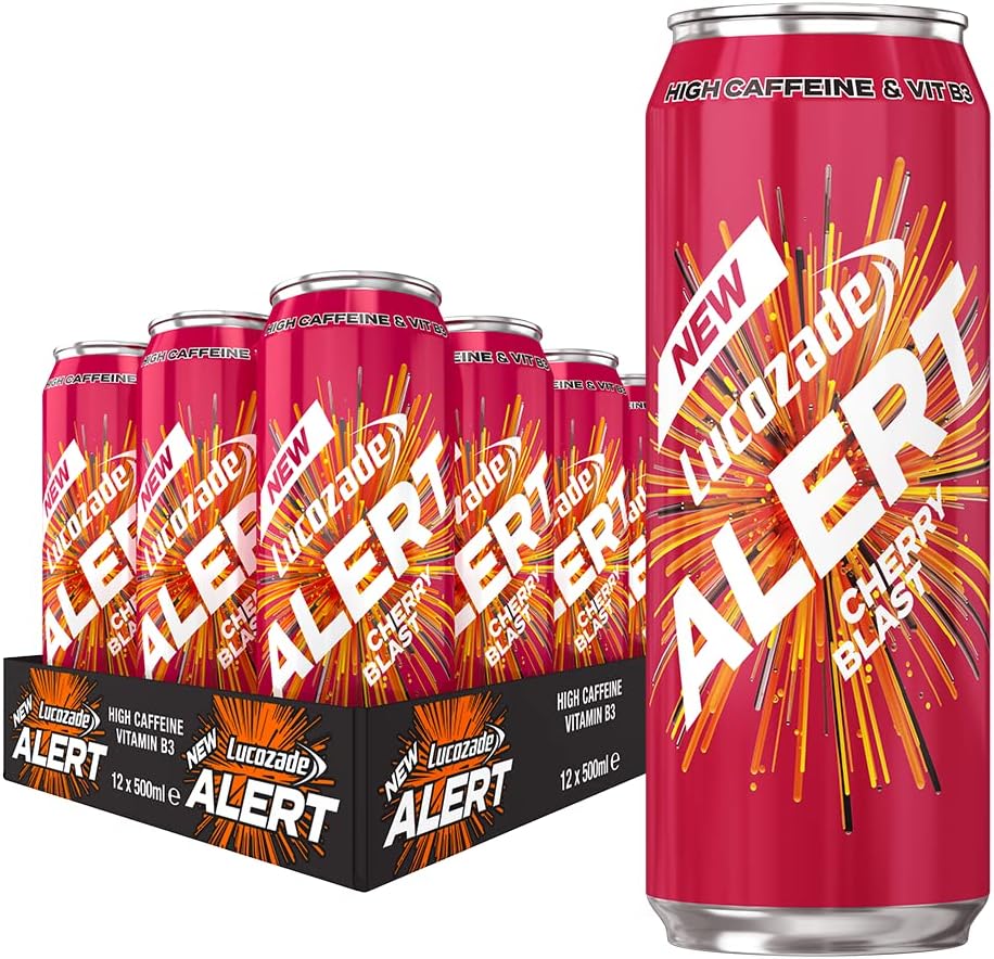 Lucozade Alert Cherry Blast 500ml Can ; High Caffeine Energy Drink