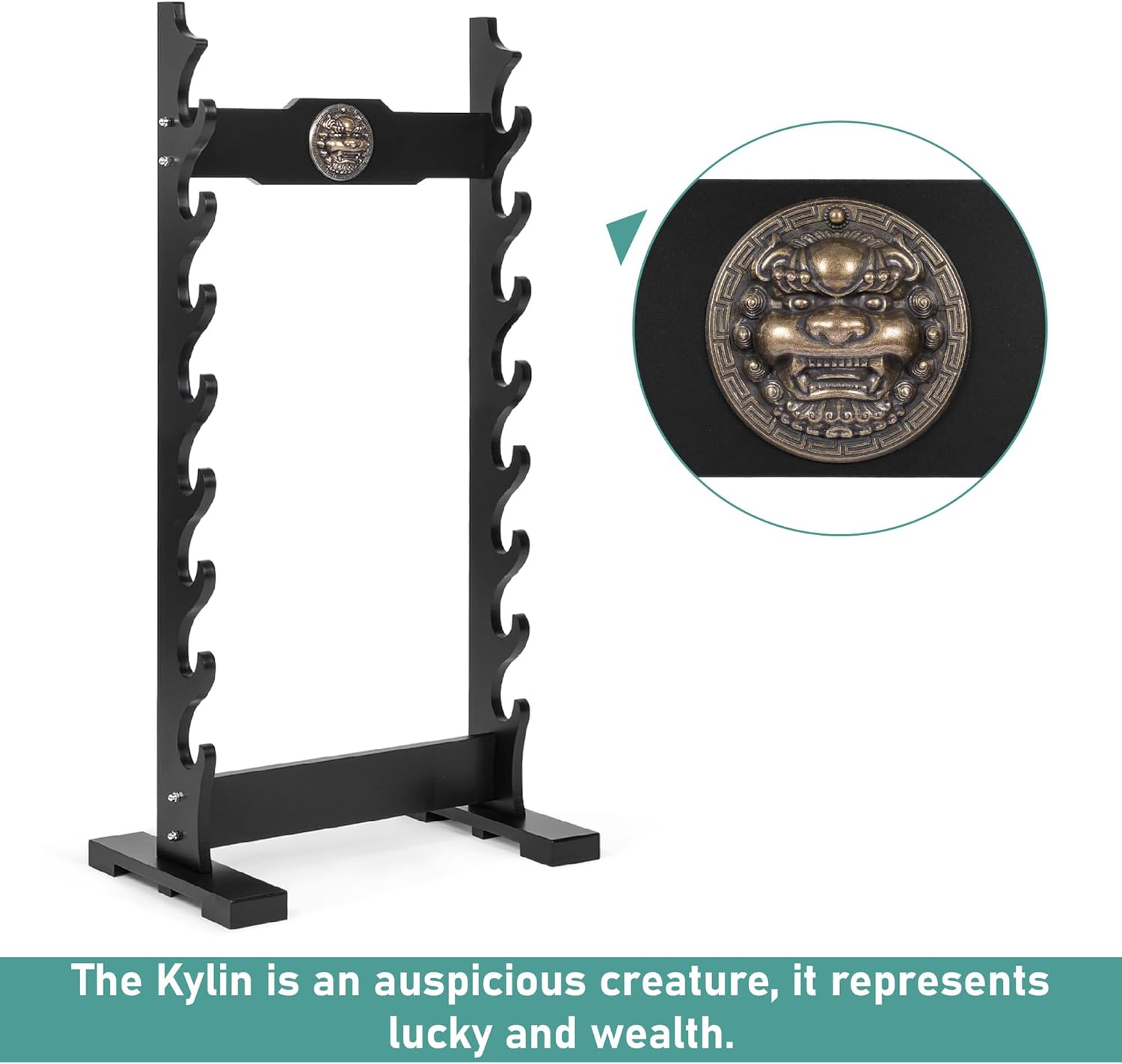 lukar Kylin 8 Tier Sword Rack Floor Standing, Multilayer Katana Stand Floor, Wooden Sword Display Stand Floor, Japanese Samurai Sword Holder
