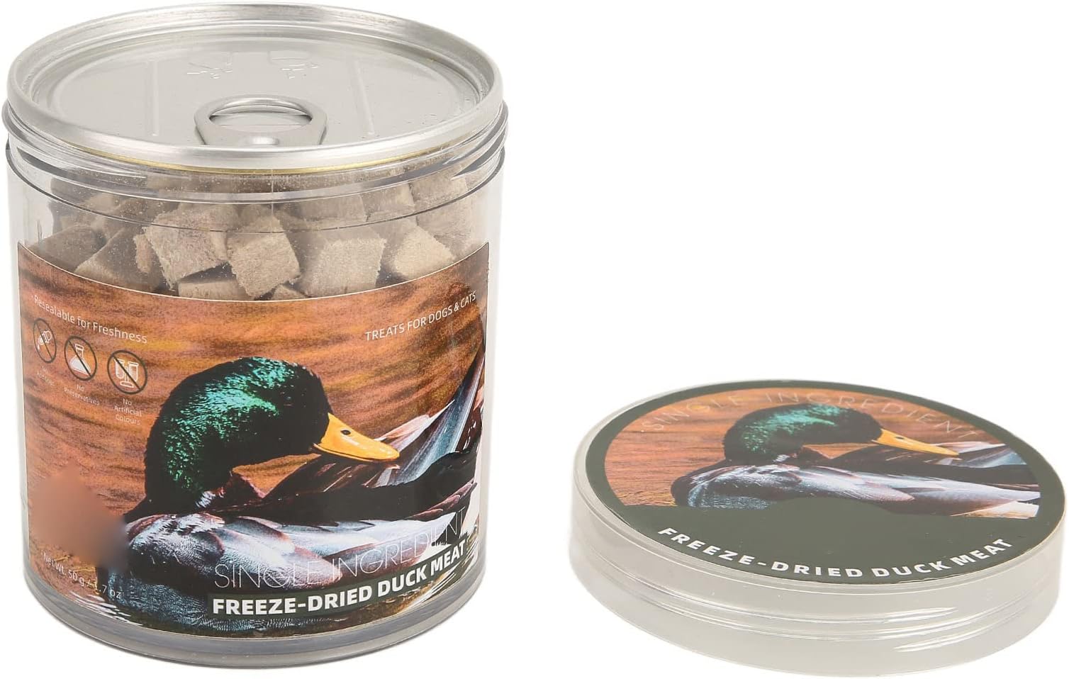 Qcwwy Pet Freeze Dried Duck Rich Protein Nutritious Easy Digestion Cat Dog Freeze Dried Meat Food 50g Grain Free Formula Freeze Dried Raw Cage Free Duck Goose Meal Mixers