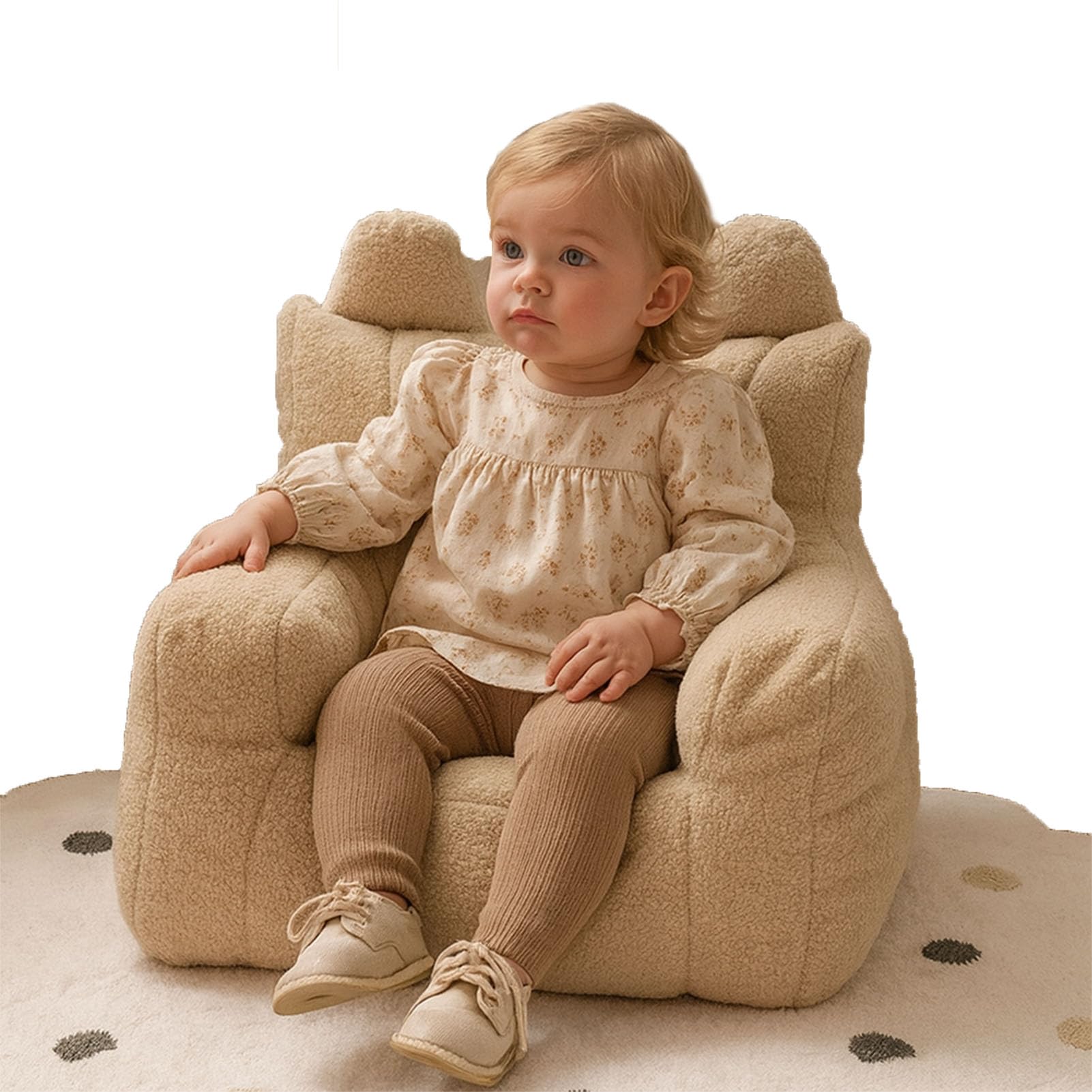 Sillón Puff para niños | Sofá sillón Infantil de Felpa con Relleno Incluido | Asiento Ligero para el Suelo, Ideal para la habitación o la Sala de Juegos (Brown)
