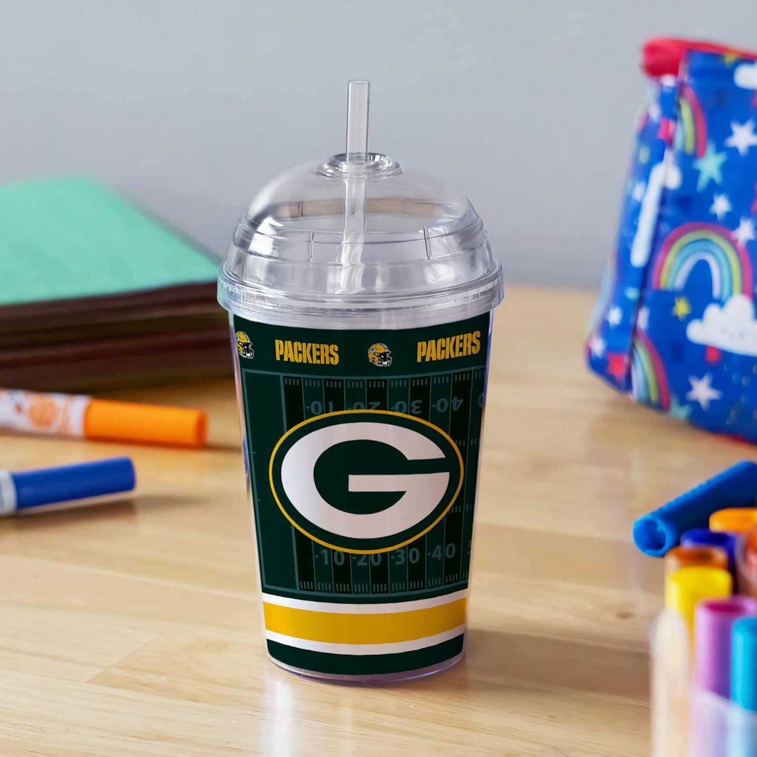 NFL Football 12oz Team Color Laser Engraved Youth Plastic Tumbler for NFL Fans - Image 3