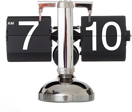 Flip Clock,Retro Flip Down Clock Mechanical Digital Flip Desk Clocks Internal Gear Operated