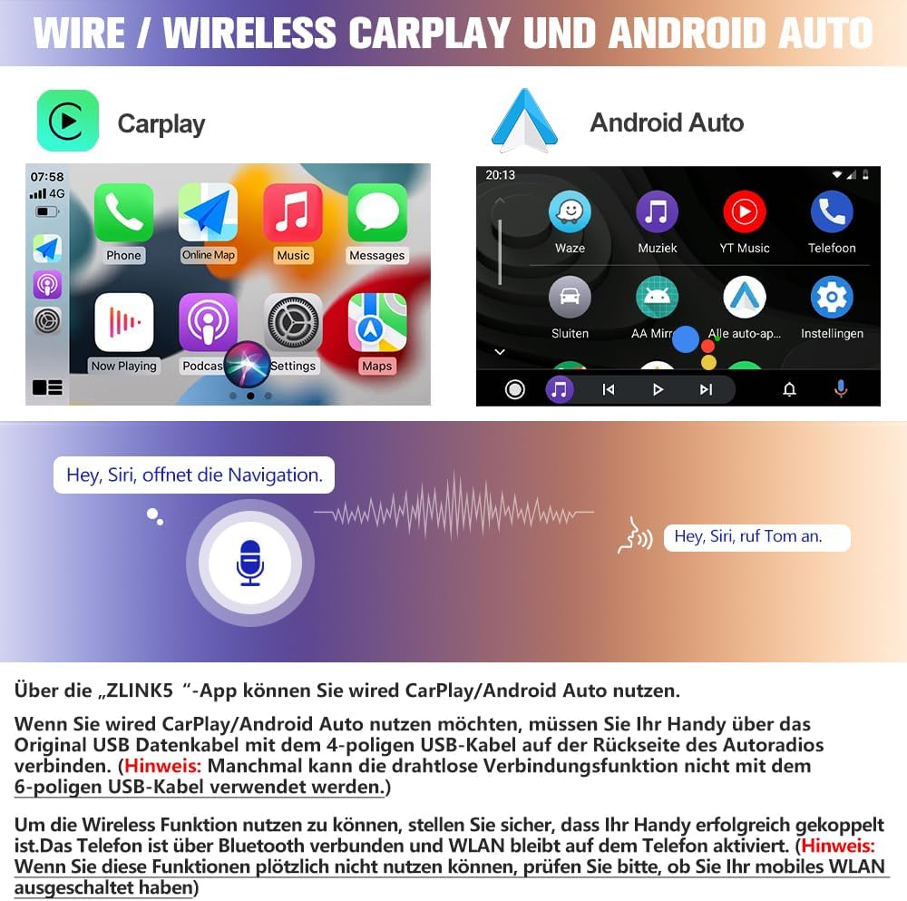 AWESAFE Car Radio CarPlay and Android Auto Interface