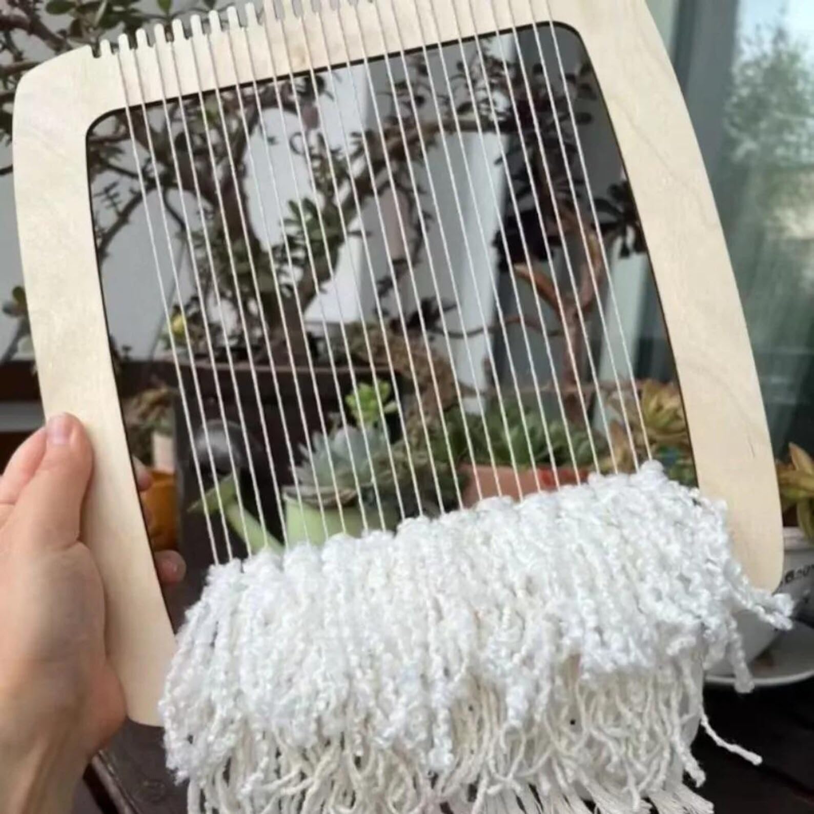 Curious Button Wooden Weaving Loom Kit for DIY Crafts | Size: 12" 2.7 mm Thickness | Loom Frame with Needles & Tools for Knitting, Crochet, Embroidery & Kids Craft Projects Set of 6 Pcs ( Yarn Not Included ) 1